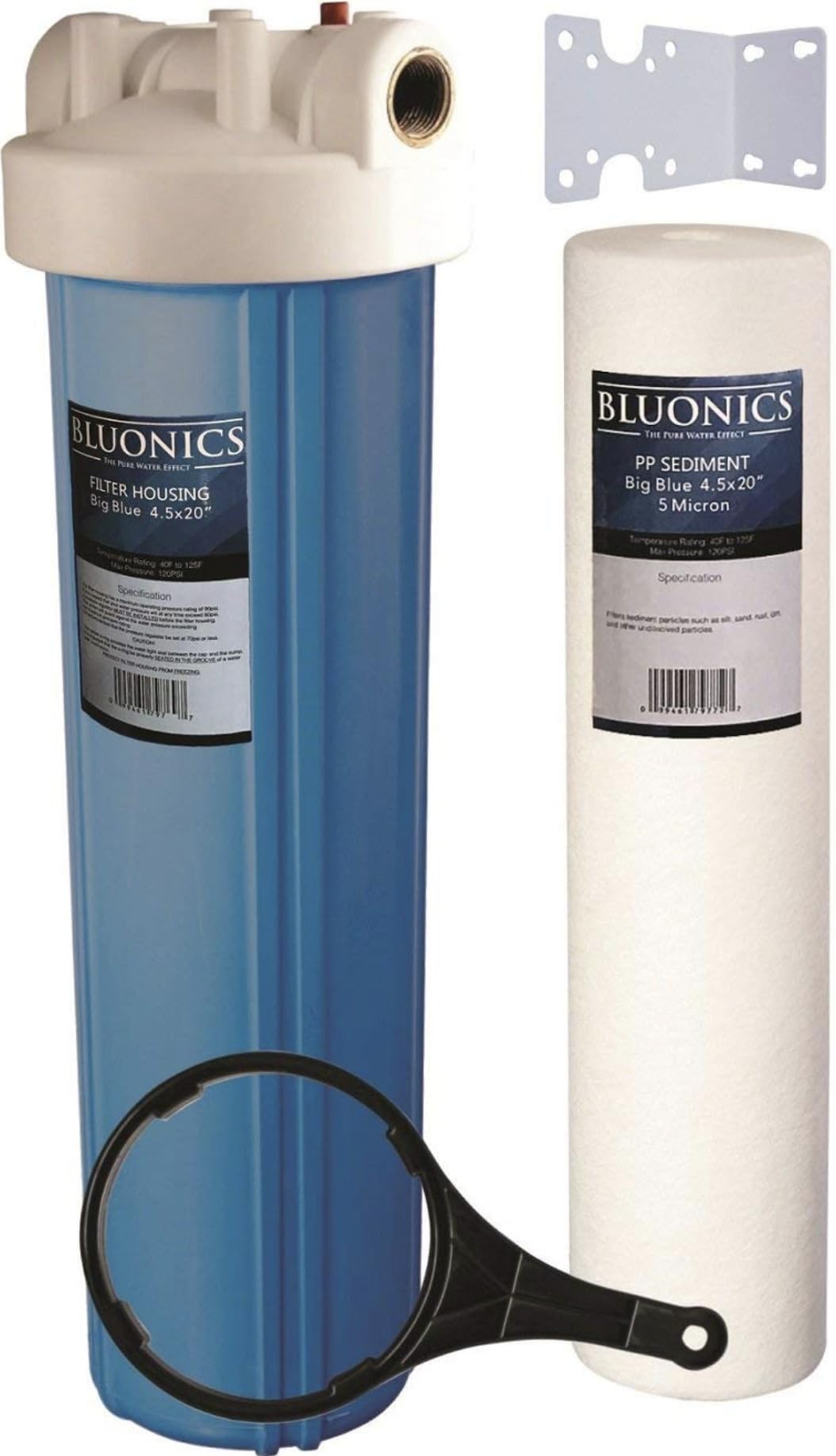 BLUONICS 4.5 x 20 Inch Whole House Water Filter System - 5 Micron Sediment Replacement Cartridge for Clean Drinking Water - Perfect for Home, RV & Well Water Filtration