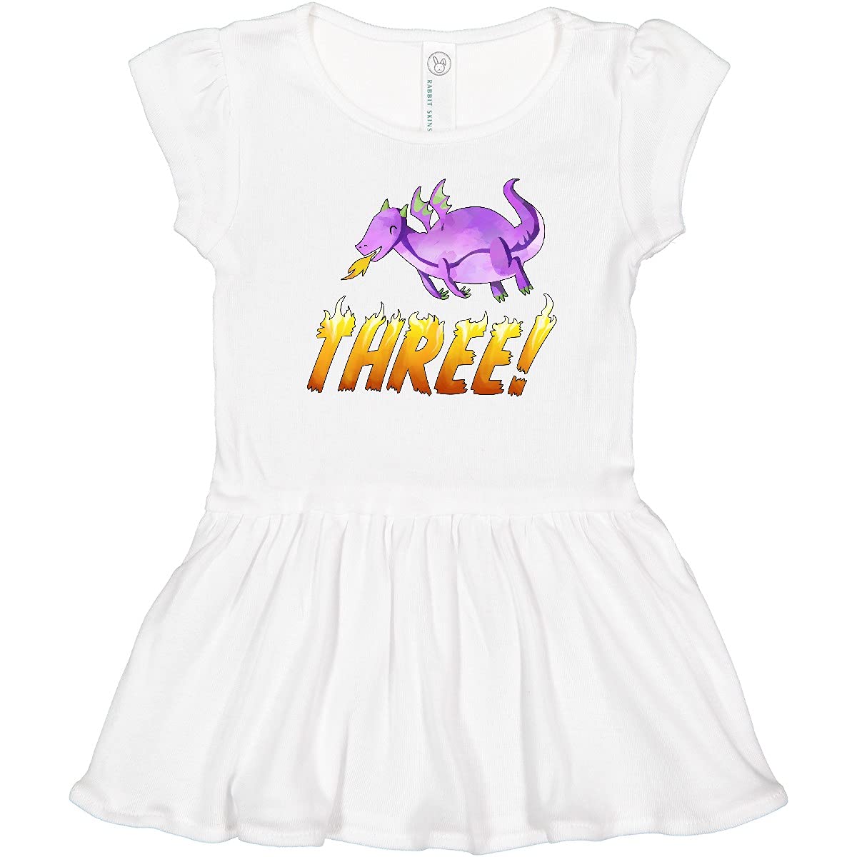 Inktastic 3rd Birthday Purple Dragon Fire Toddler Dress - Cute Kids Party Outfit for Birthday Celebrations & Special Occasions