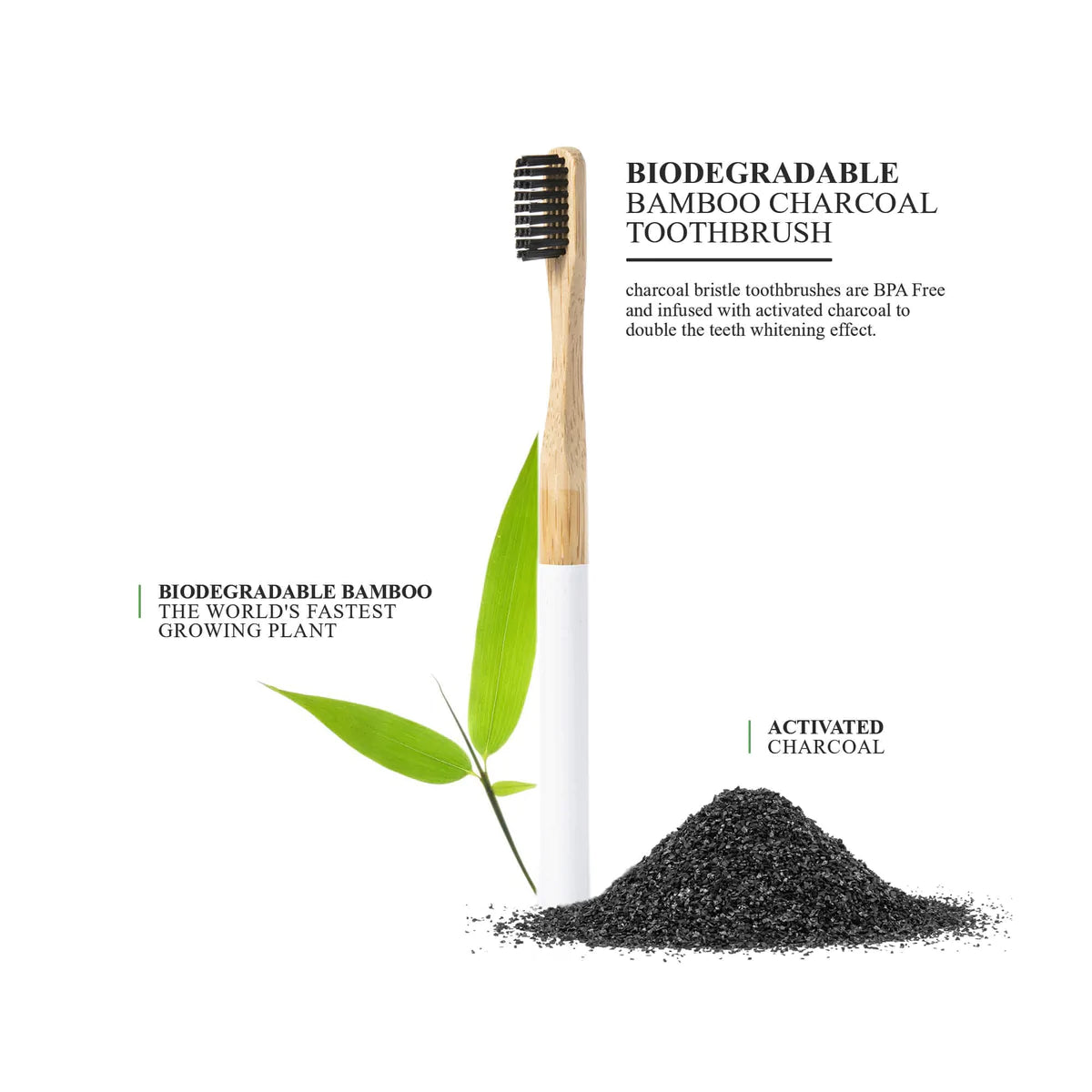 Natural Charcoal Toothpaste & Bamboo Toothbrush Set - Whitening & Detoxifying Oral Care for Fresh Breath - Perfect for Travel, Eco-Friendly Home & Zero Waste Lifestyle