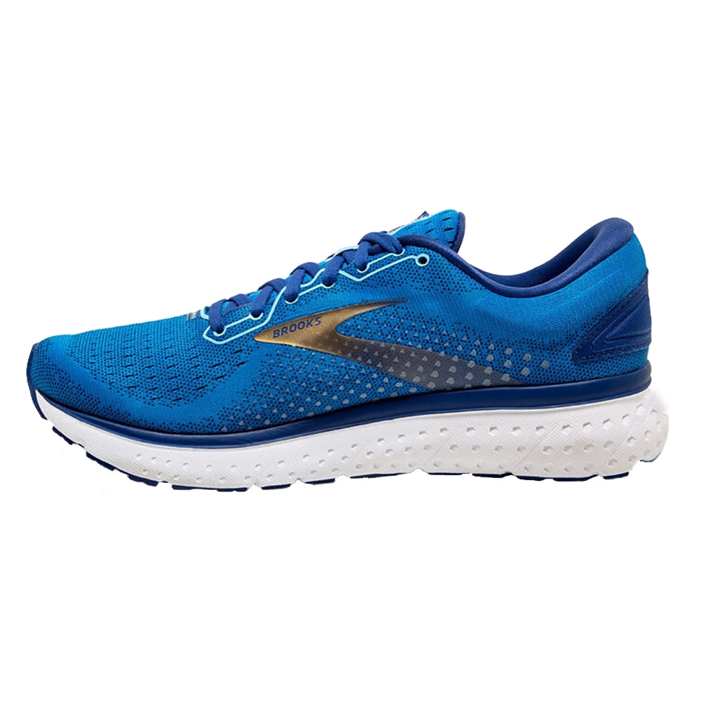 Brooks Glycerin 18 Blue & Gold Men's Running Shoes - Cushioned Road Running Sneakers for Marathon Training & Daily Jogging