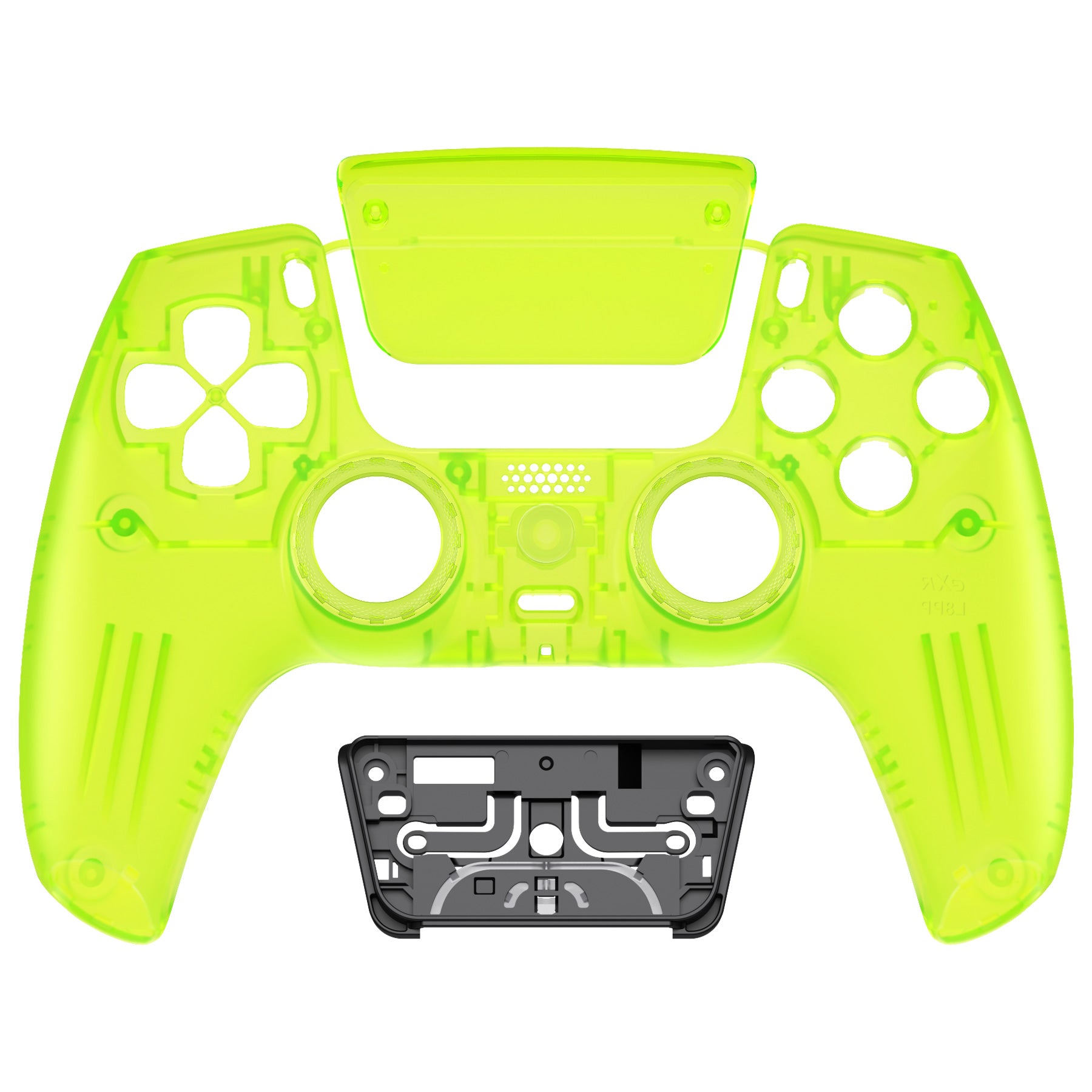 eXtremeRate LUNA Redesigned PS5 Controller Front Shell with Touchpad - Compatible with BDM 010/020/030/040/050 Models - Clear Lime Green (GHPFM007) - Perfect for Gaming, Customization & Enhanced Grip