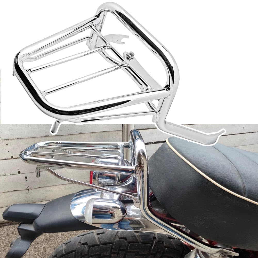 Chrome Motorcycle Steel Rear Carrier Luggage Rack for Honda Monkey 125/Z125 - Heavy Duty Bike Cargo Rack for Touring, Commuting & Adventure Riding