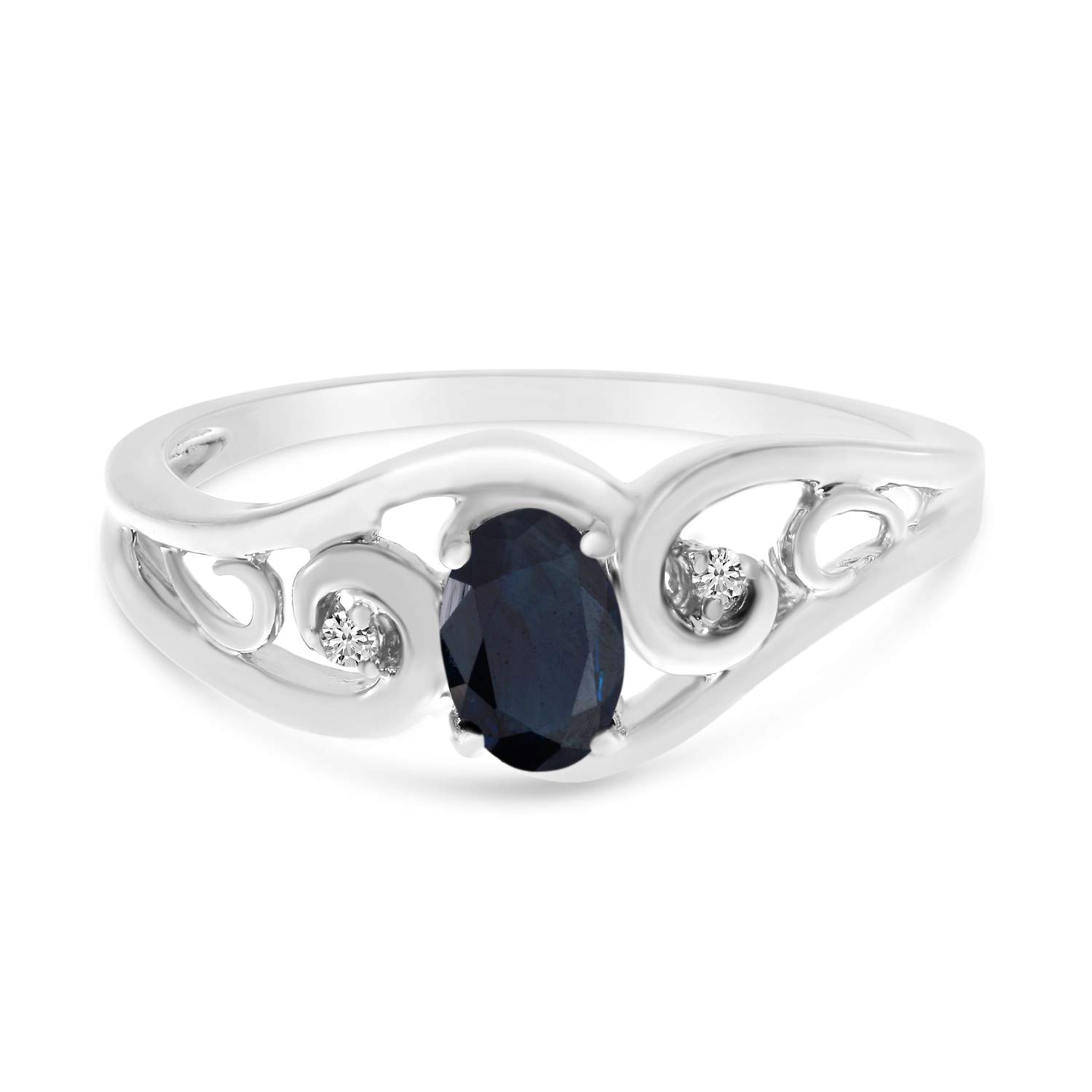 14K White Gold Oval Sapphire and Diamond Ring for Women – Elegant Engagement, Wedding, Anniversary Gift – Perfect for Proposals, Bridal Jewelry & Special Occasions