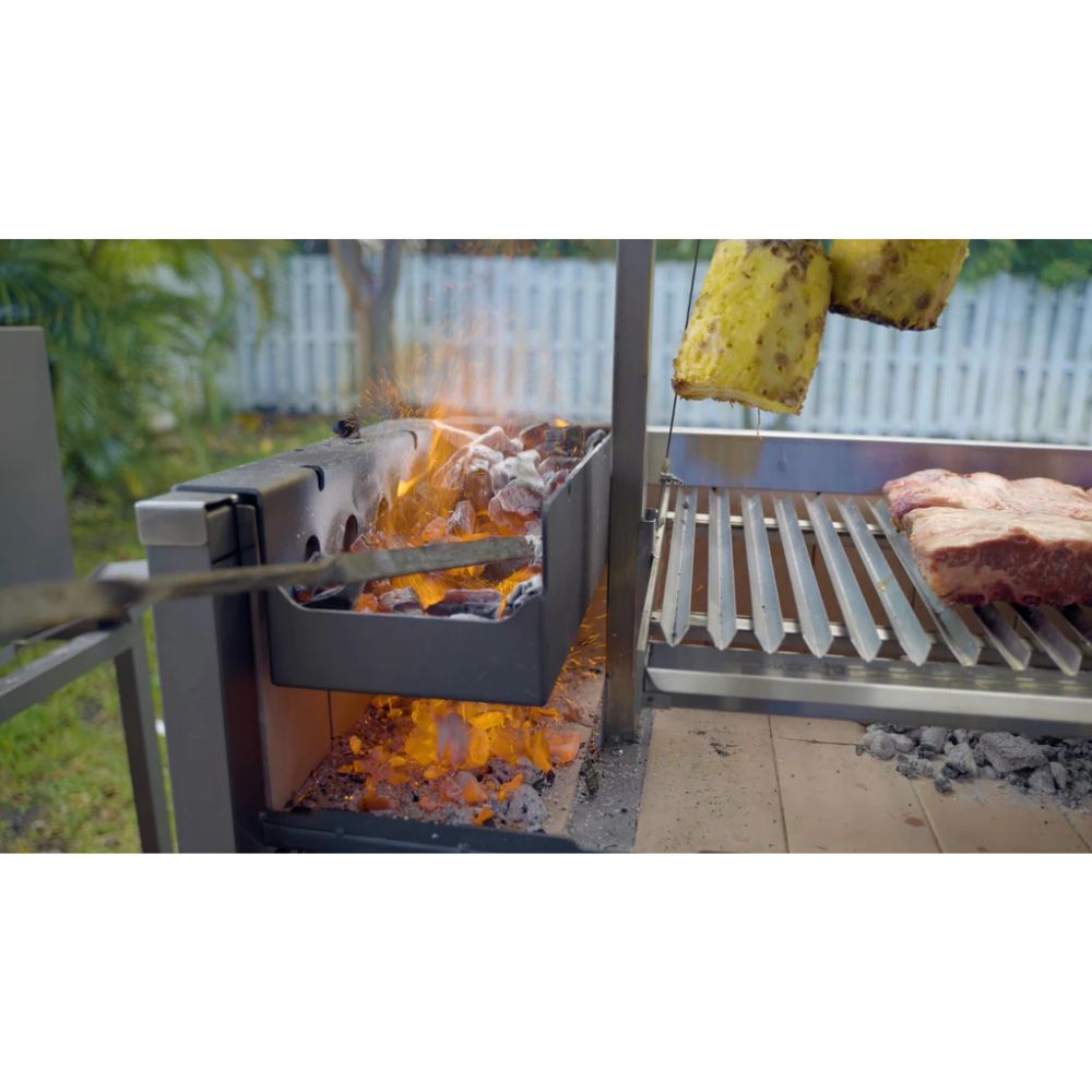 Premium Argentine Santa Maria Style Charcoal Grill - Nuke Puma Freestanding BBQ for Outdoor Cooking, Backyard Grilling & Camping - Heavy Duty Steel Construction