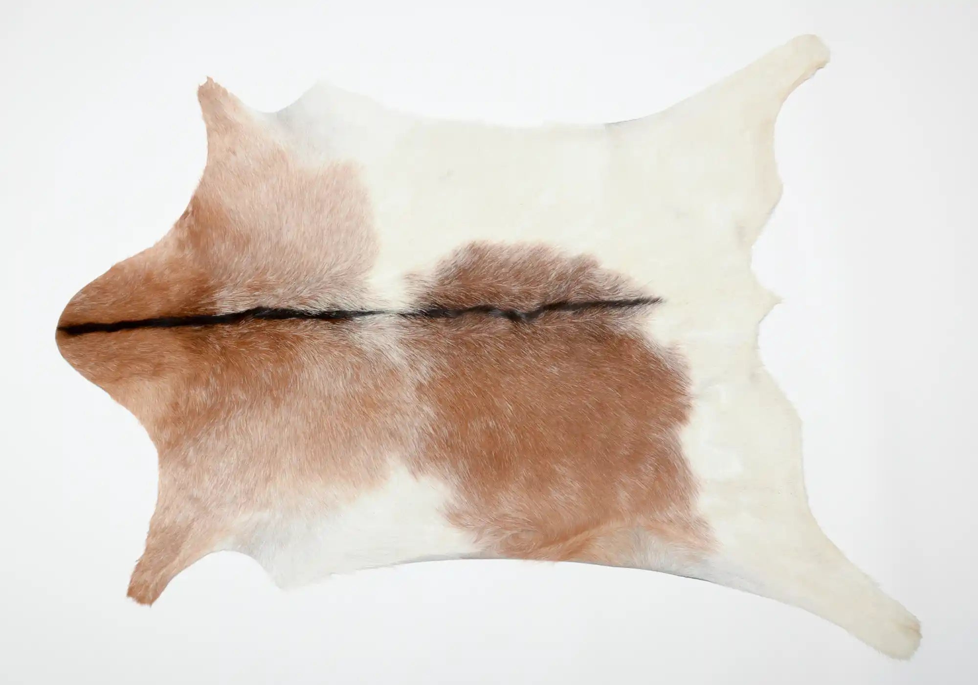 Natural Brown & White Goat Skin Leather with Black Spine - Premium Quality for DIY Crafts, Upholstery, and Fashion Accessories