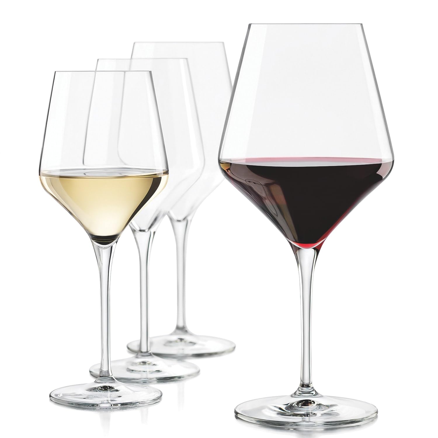 Libbey 9322 Prism 13oz Wine Glasses Set of 12 - Crystal Clear Stemware for Red & White Wine - Perfect for Dinner Parties, Weddings & Home Entertaining