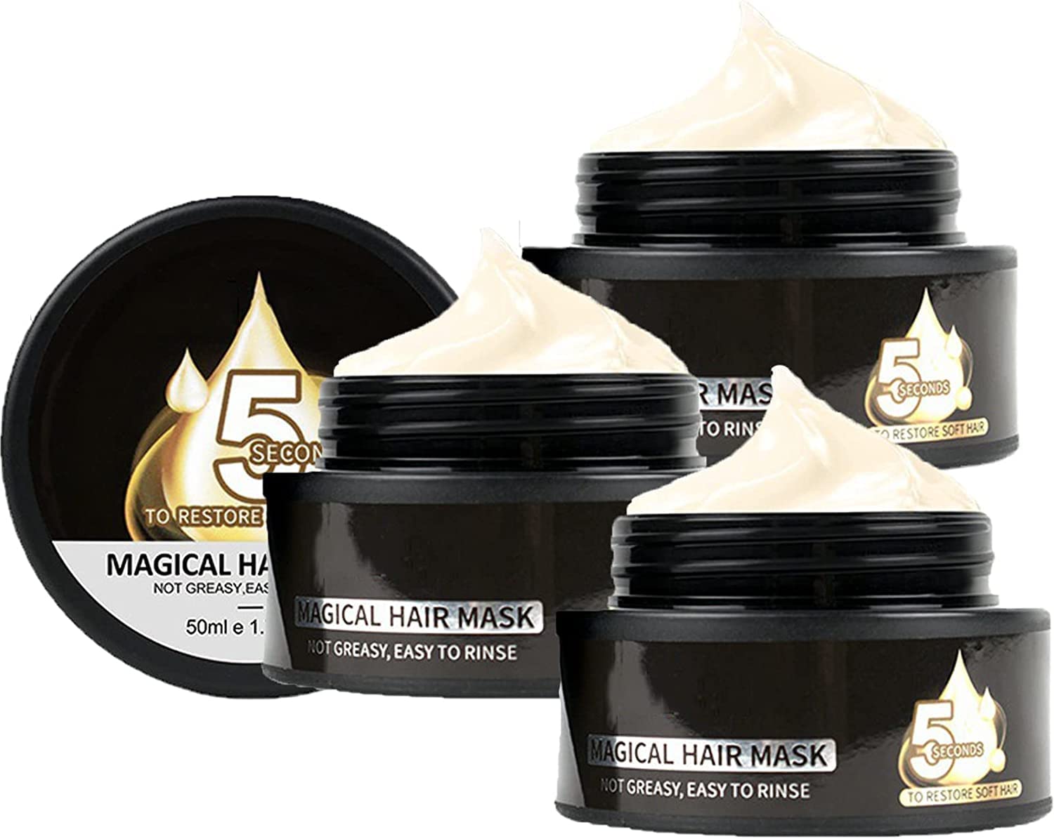 GQTZGZZ Keratin Hair Mask - 50ml Deep Repair Treatment for Damaged Hair, 5 Second Keratin Infusion - Moisturizing & Nourishing Hair Care Mask to Restore Softness (Pack of 3) | Perfect for Salon-Quality Hair Treatment at Home