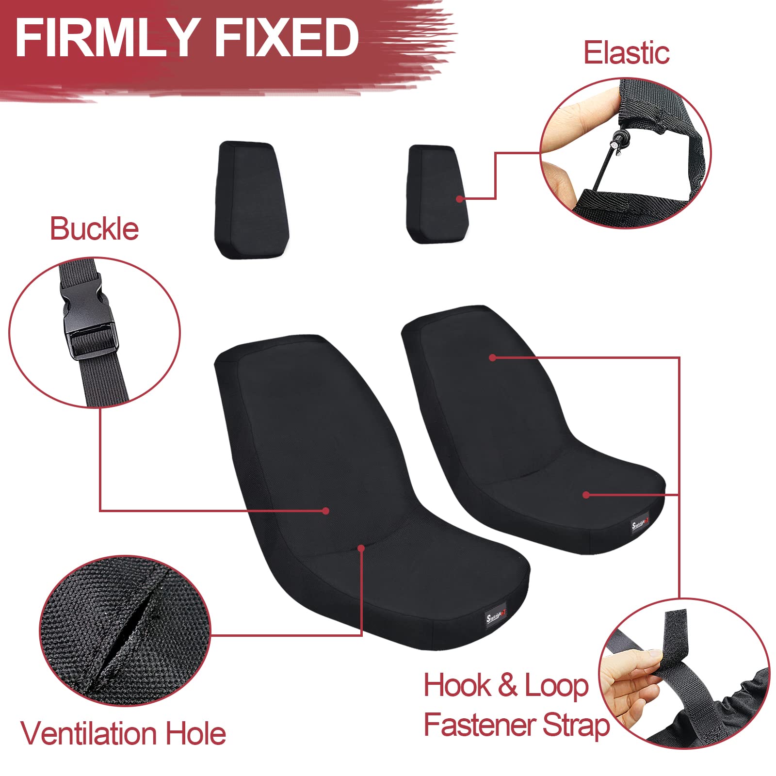 StarknightMT UTV Waterproof Rhino Seat Covers - Heavy Duty 1680D Fabric Black - Compatible with Yamaha Rhino 700/660/450 Models (2004-2021) - Perfect for Off-Roading, Hunting & Outdoor Adventures