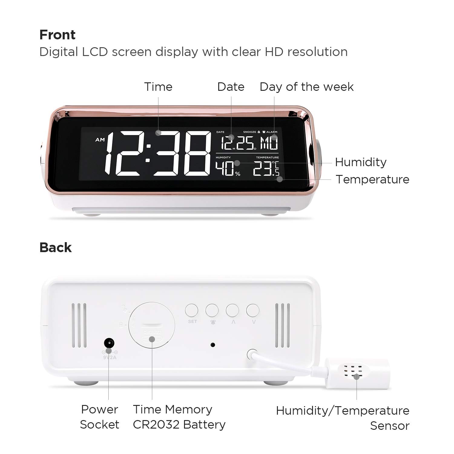 Mooas Wireless Charging Nightlight Alarm Clock with 10W Fast Charging Pad - Compatible with iPhone 15/15 Pro/14/14 Pro & Samsung Galaxy S24/S23/S22 - Perfect for Bedside, Office & Travel Use