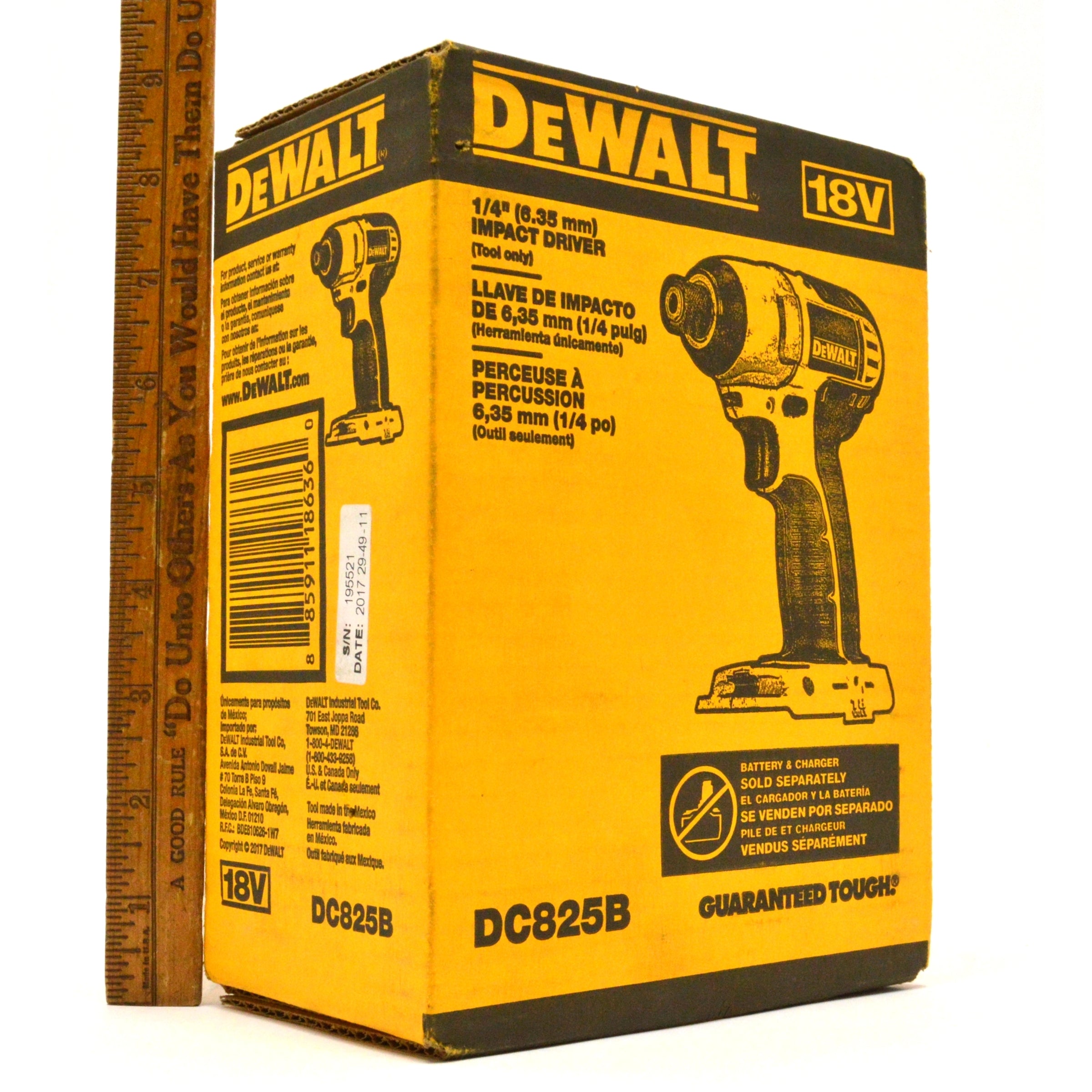 DeWALT DC825B 1/4 Inch Impact Driver (Tool Only) - New in Box - Powerful Cordless Tool for Construction, Automotive & DIY Projects