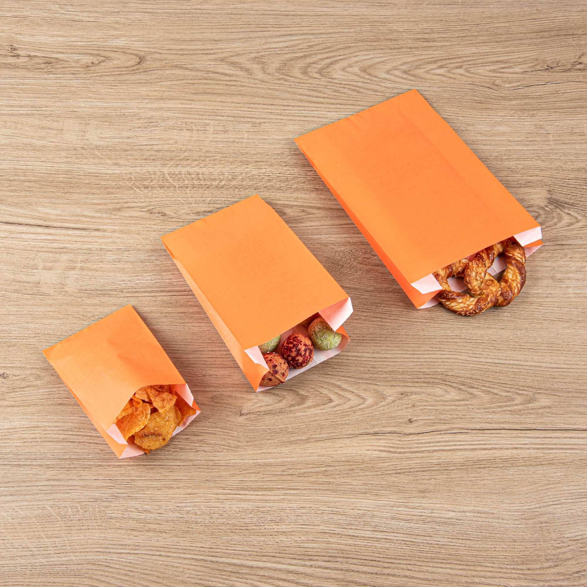 Eco-Friendly Orange Paper French Fry Bags | 7x3x11 Inches | 100 Count Bulk Pack | Perfect for Snacks, Fast Food & Party Serving