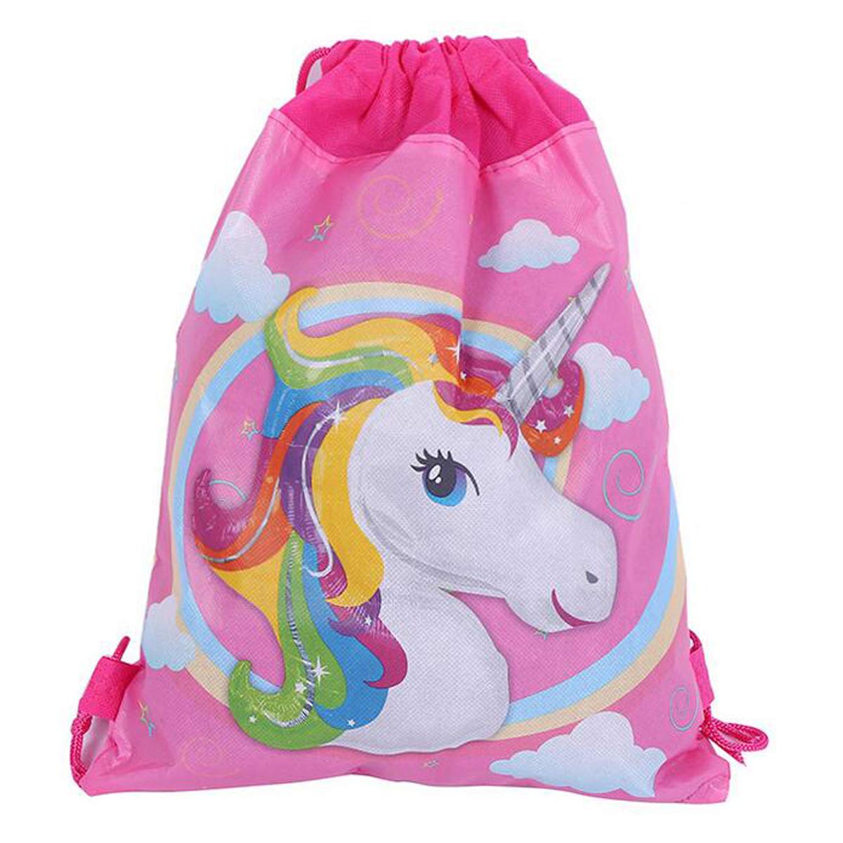 8 Pack Unicorn Drawstring Backpacks - Party Favor Bags for Kids Birthday, Baby Shower, Halloween Trick or Treat - Cute Goodie Bags for Girls Birthday Party Favors, School Events & Celebrations