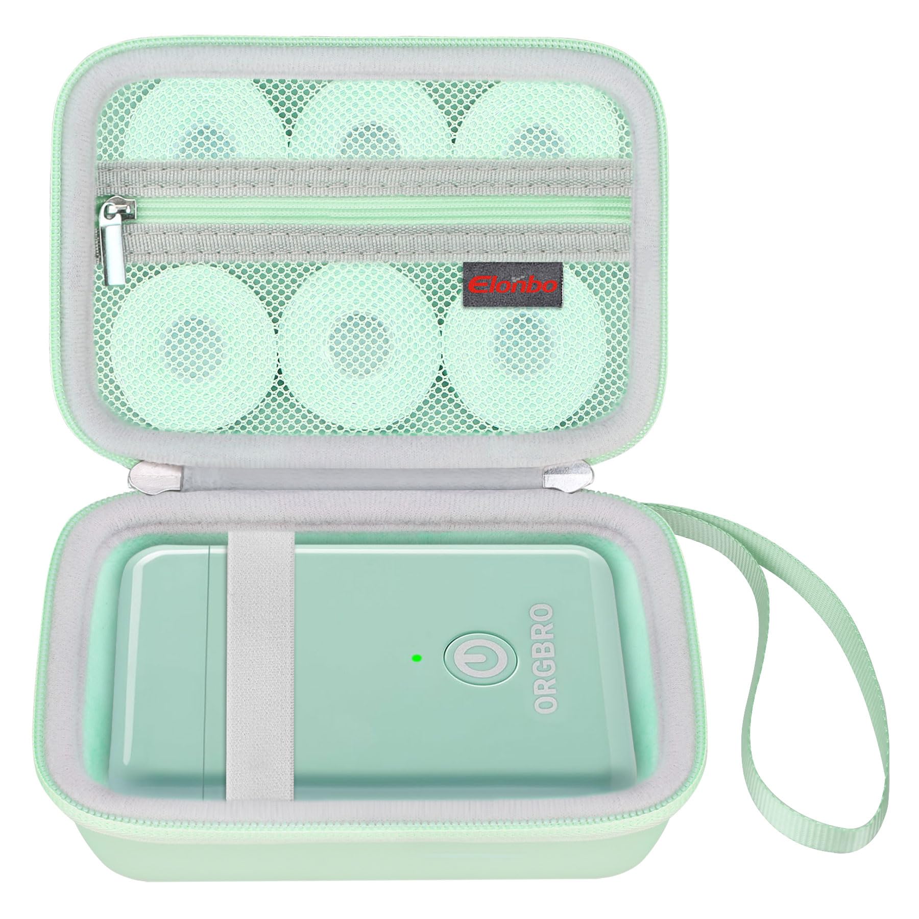 Elonbo Portable Carrying Case for ORGBRO X1 Label Maker - Travel Storage Bag with Built-in Cutter for Bluetooth Label Printer | Protective Holder for Small Handheld Sticker Maker | Perfect for Office, Home & Travel Organization (Green)