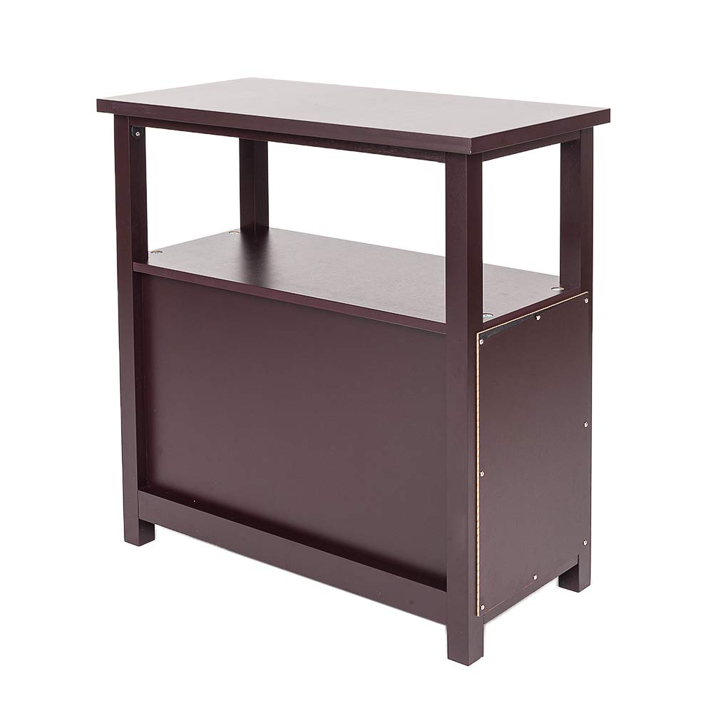 Rustic Espresso Narrow End Table with 2 Drawers & Storage Shelf - Nightstand for Bedroom, Living Room Chairside Table with Bin Drawer - Perfect for Small Spaces, Apartment Decor & Bedside Organization