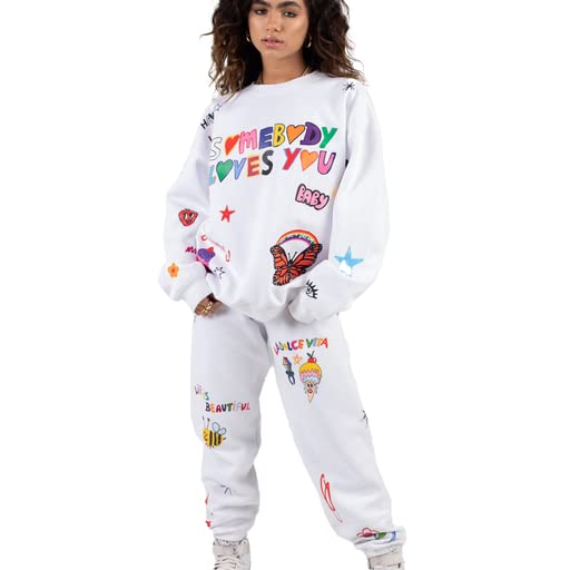 Mayfair Group Mayfair x @iscreamcolour Somebody Loves You Sweatpants - Cozy Lounge Pants for Women, Cute Valentine's Gift, Casual Comfort Wear at Home & Gym