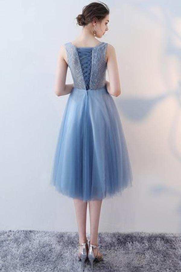 Elegant A-Line Knee-Length Tulle Homecoming Dress with Appliques - TR0197 | Perfect for Prom, Party, and Special Occasions