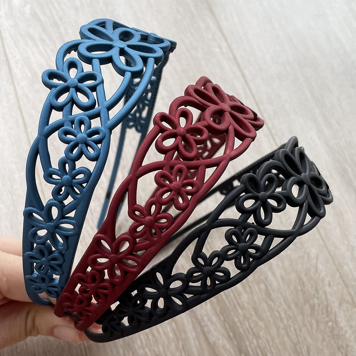 Yazon 5-Pack Wide Floral Headbands for Women & Girls - Non-Slip Plastic Hair Bands with Teeth for Secure Hold - Perfect for Weddings, Parties, and Everyday Fashion Accessories