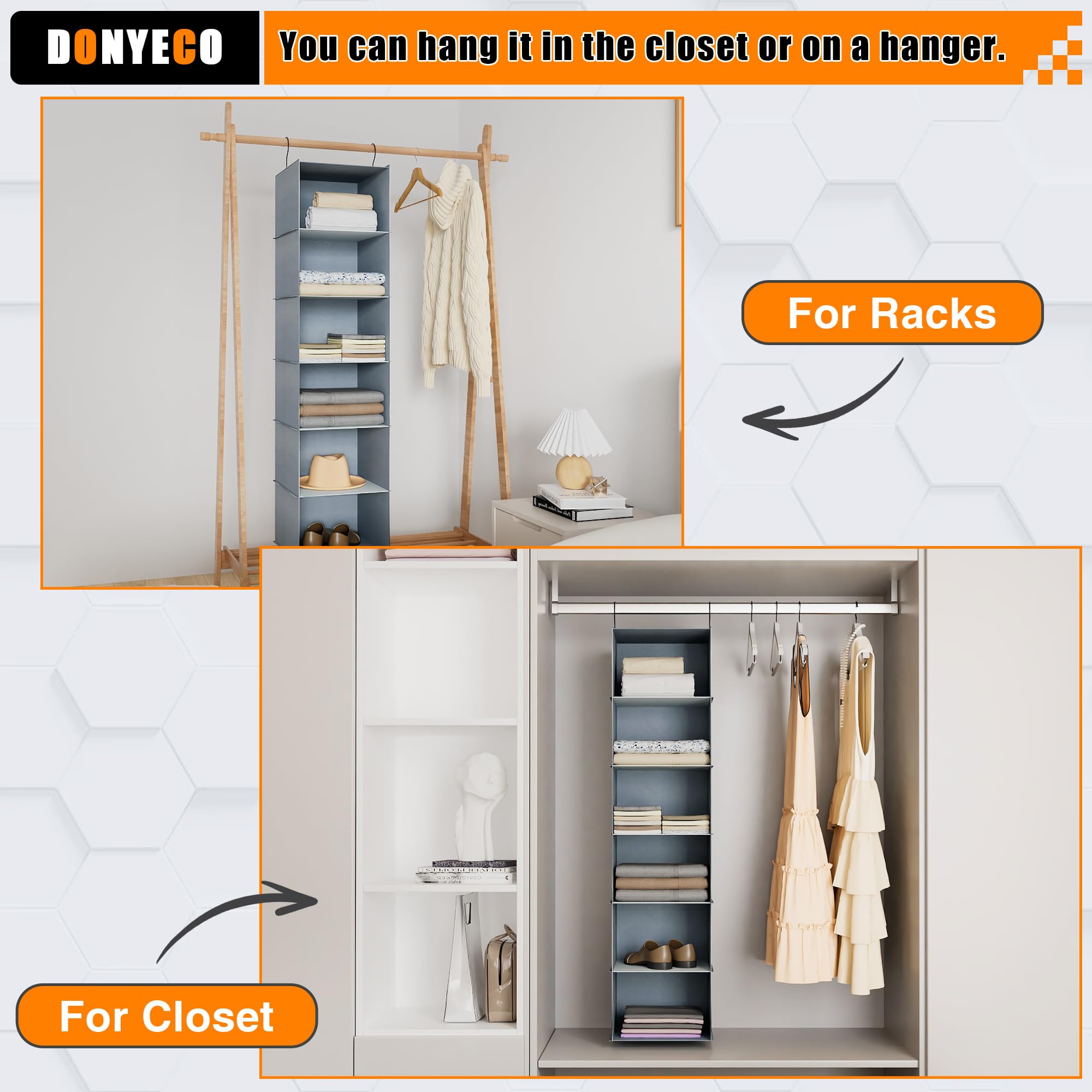 6-Shelf Hanging Closet Organizer - Space Saving Oxford Fabric Storage Solution for RV, Wardrobe, Nursery & Baby Room - Perfect for Home, Camping & Travel Organization
