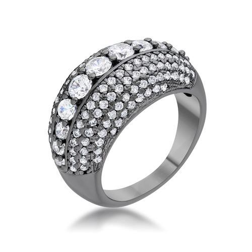 1.5ct Krista CZ Hematite Contemporary Cocktail Ring for Women - Elegant Statement Jewelry for Parties, Weddings & Special Occasions