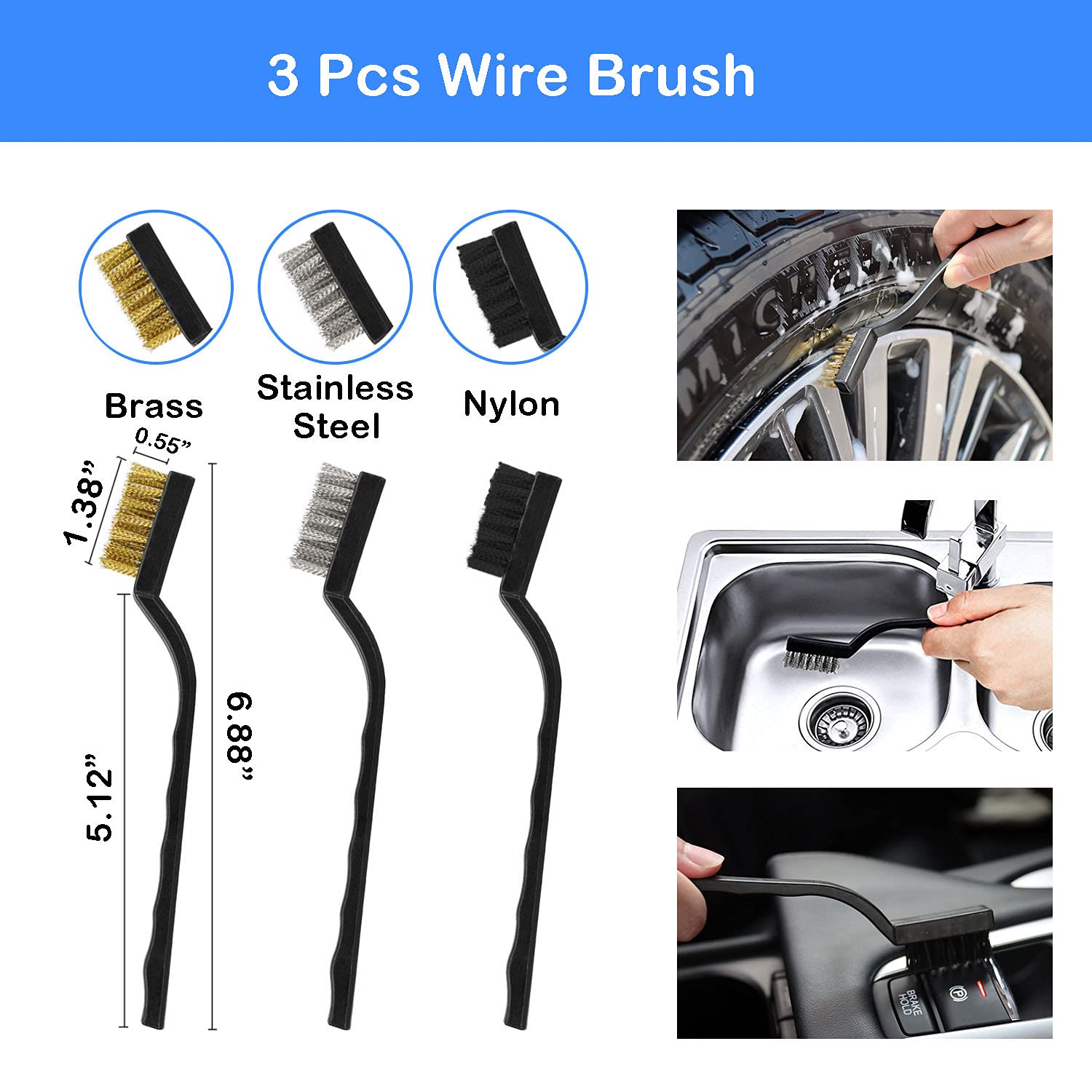 20Pcs Car Detailing Brush Set - Professional Auto Cleaning Kit with 17