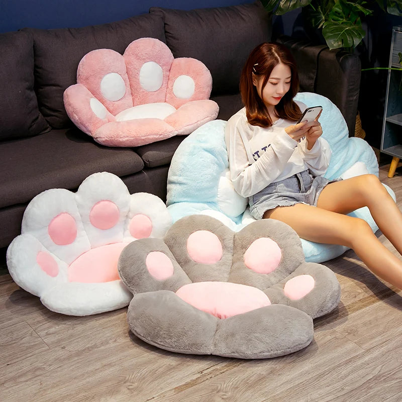60x70cm Soft Plush Bear Cat Paw Seat Cushion - Cozy Floor Mat & Chair Pad for Home Decor, Kids Room, Office, and Pet Play Area - Ultra Soft Stuffed Animal Rest Pillow for Comfort & Style