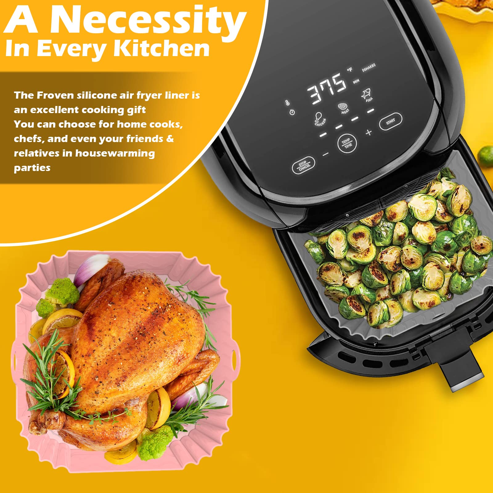 Non-Stick Silicone Air Fryer Liners - Reusable 8.5
