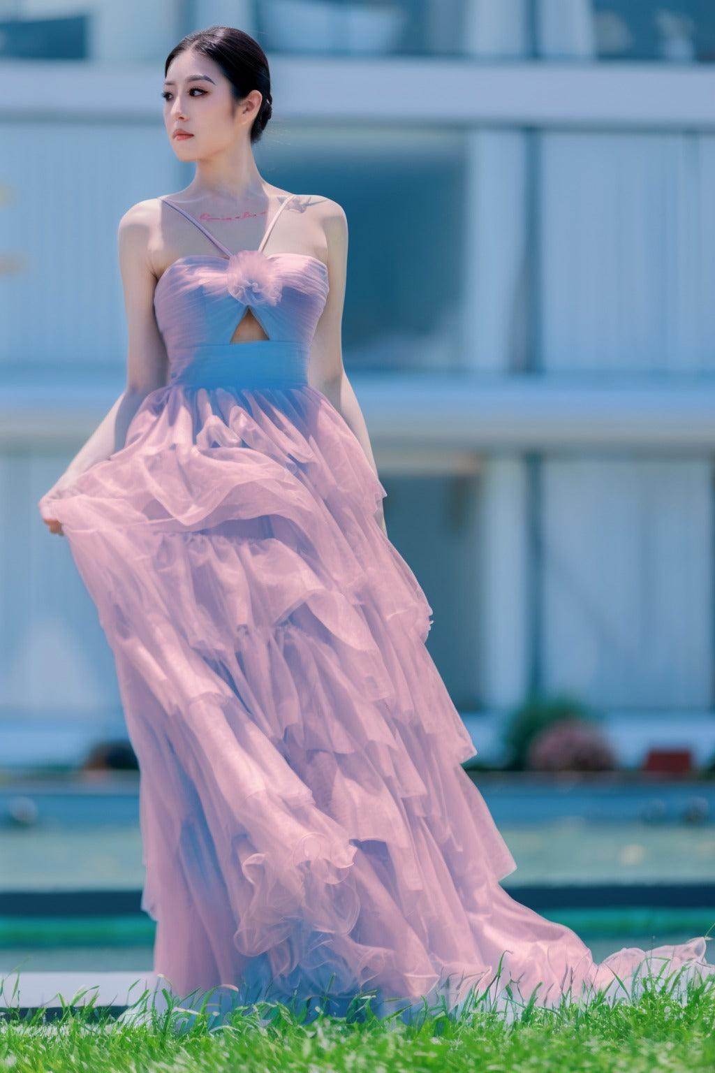 Elegant Princess Sweep Brush Train Tulle Prom Dress CS0493 - Perfect for Homecoming, Ball Gowns & Formal Events