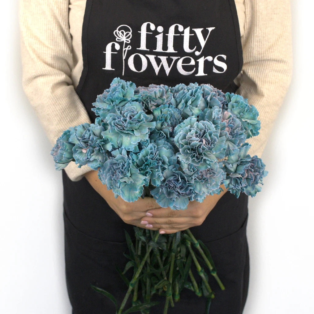 Pastel Blue Carnation Flowers - Artificial Silk Floral Arrangement for Home Decor, Wedding Centerpieces, and DIY Crafts