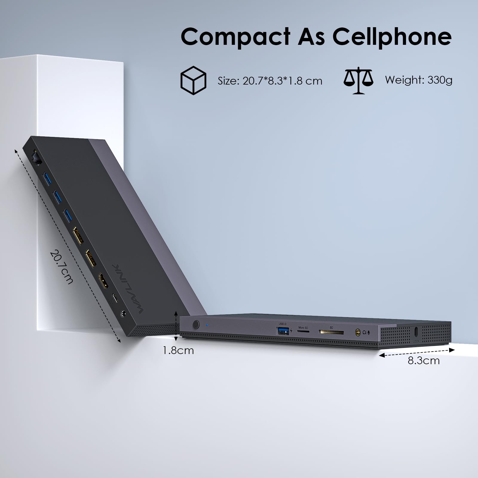 13-in-1 USB C Triple Monitor Docking Station with 100W Power Delivery, WAVLINK USB-C Hub - 2x 4K DP, HDMI, Ethernet, 4 USB 3.0, SD/TF, Audio - Perfect for Home Office, Gaming & Multi-Screen Workstations