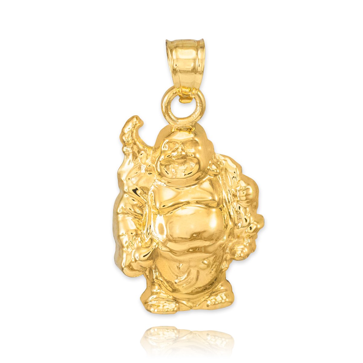 10K Yellow Gold Lucky Laughing Buddha Bracelet Charm - Good Luck Charms for Women & Men - Perfect for Gifts, Meditation, and Positive Energy Jewelry