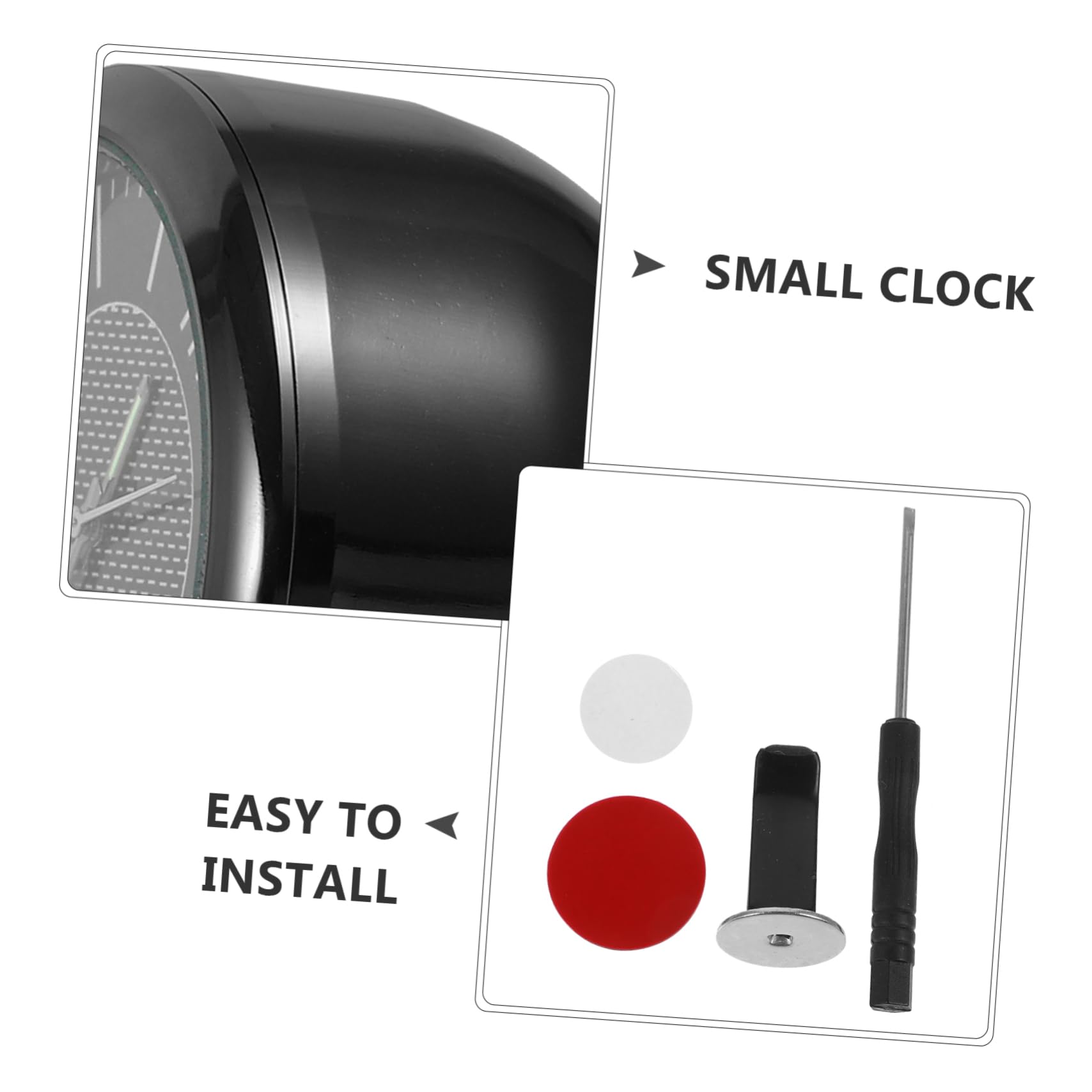 Car Dashboard Clock - Mini Auto Stick-On Metal Clock for Truck Interior, Nightstand, and Small Spaces, Perfect for Vehicles and Home Use