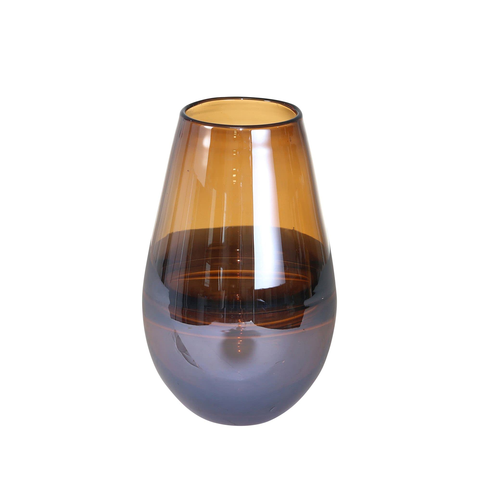 Handmade Brown Cone Shaped Glass Vase 8.25