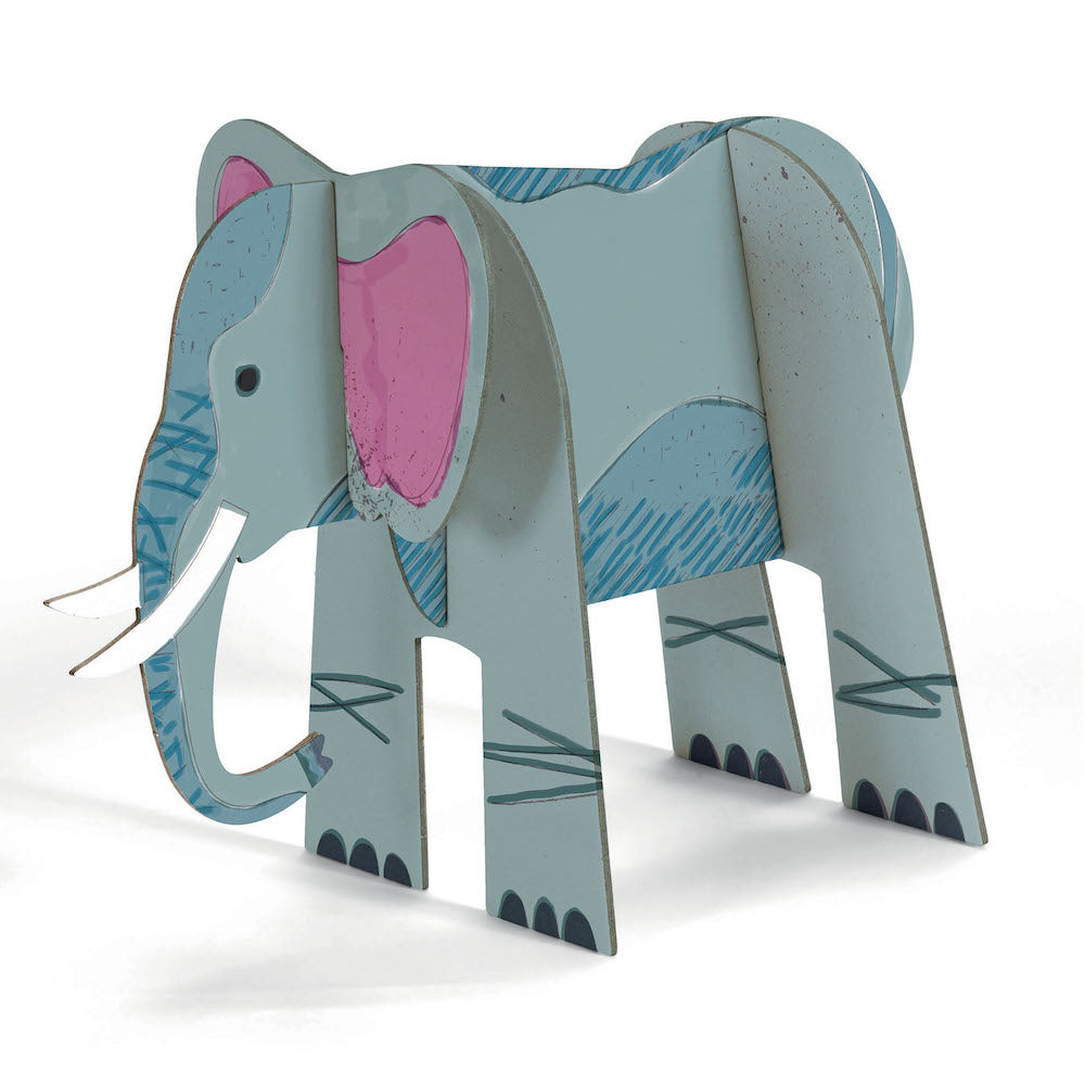 Djeco Savannah Animal Puzzle - Color, Assemble & Play - Creative Wooden Toy for Kids Ages 3-6 - Perfect for Preschool Learning & Family Game Night