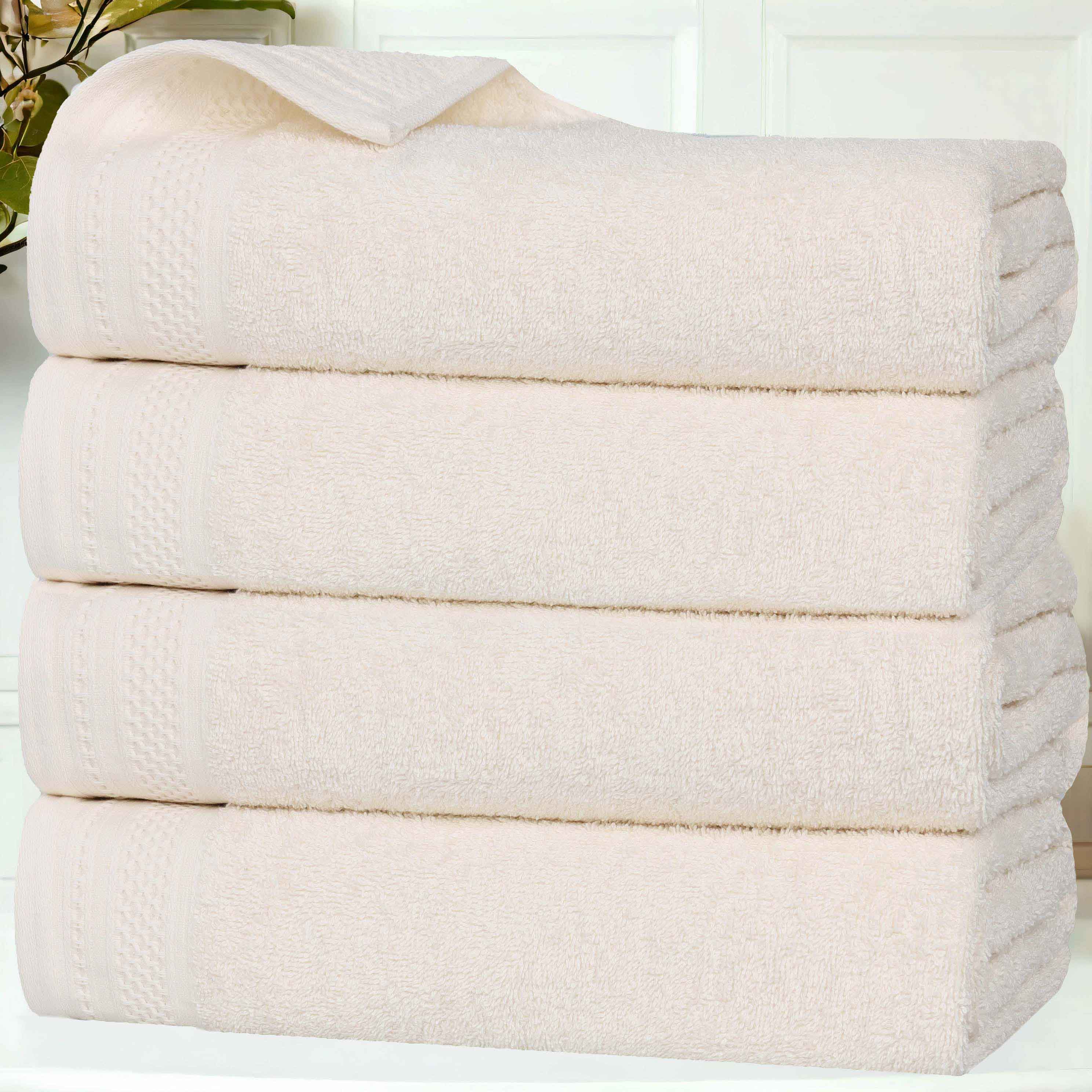 Premium Honeycomb Waffle Weave Cotton Bath Towels Set of 4 - Ultra Soft & Absorbent Luxury Bathroom Towels for Spa, Hotel, and Home Use