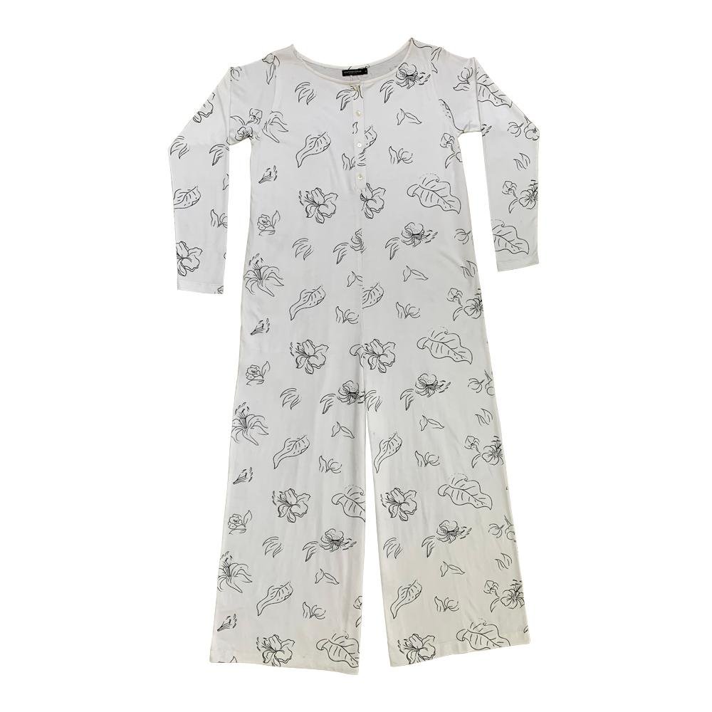 Women's Wild Forager Organic Cotton Lounge Jumpsuit - Comfortable Loungewear for Home, Yoga & Travel - Milk Color