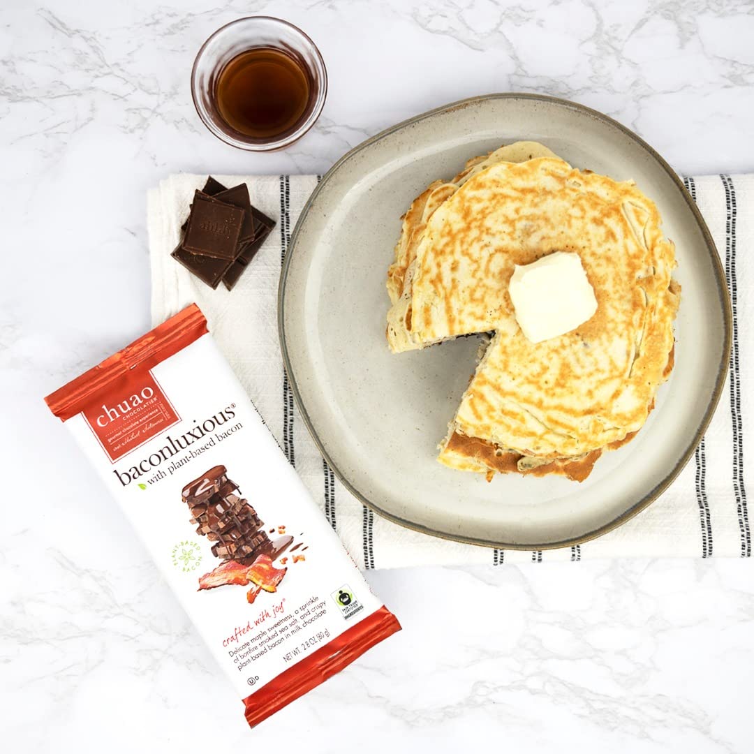 Chuao Baconluxious Vegan Chocolate Bars - 3 Pack | Gourmet Milk Chocolate with Plant-Based Bacon | Perfect for Gifts & Care Packages