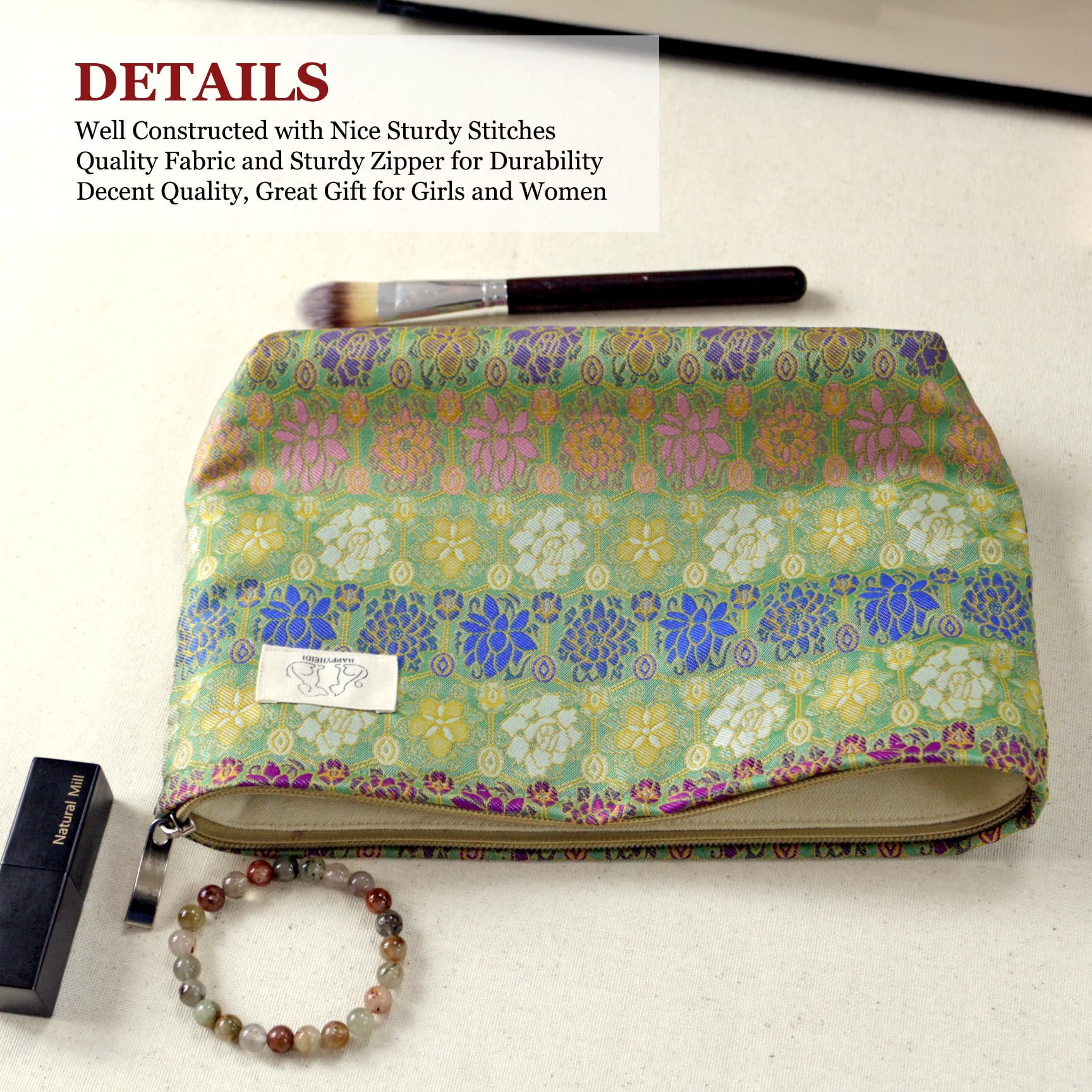 Bohemian Floral Makeup Bag for Travel - Cute Cosmetic Pouch with Large Capacity, Machine Washable Toiletry Organizer | Perfect for Vacation, Gym & Daily Use