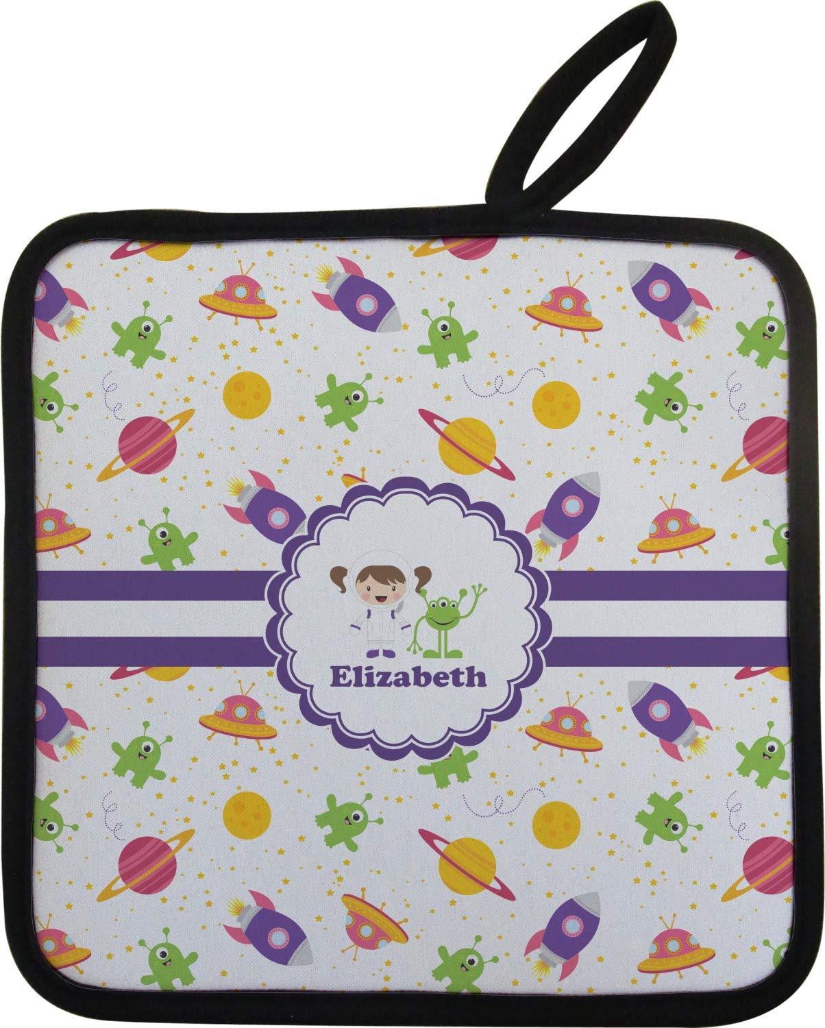 Custom Girls Space Themed Oven Mitt and Pot Holder Set - Personalized with Name or Text - Perfect for Baking, Cooking, and Kitchen Decor