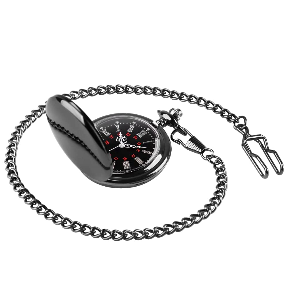 Customizable Smooth Pocket Watch for Men - Personalized Engraved Pocket Watch with Chain - Unique Father's Day Gift for Dad, Husband & Grandfather - Perfect for Weddings, Anniversaries & Special Occasions