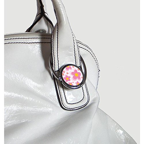 Pink Floral Foldable Purse Hook - Portable Bag Hanger for Restaurants, Travel & Home Use