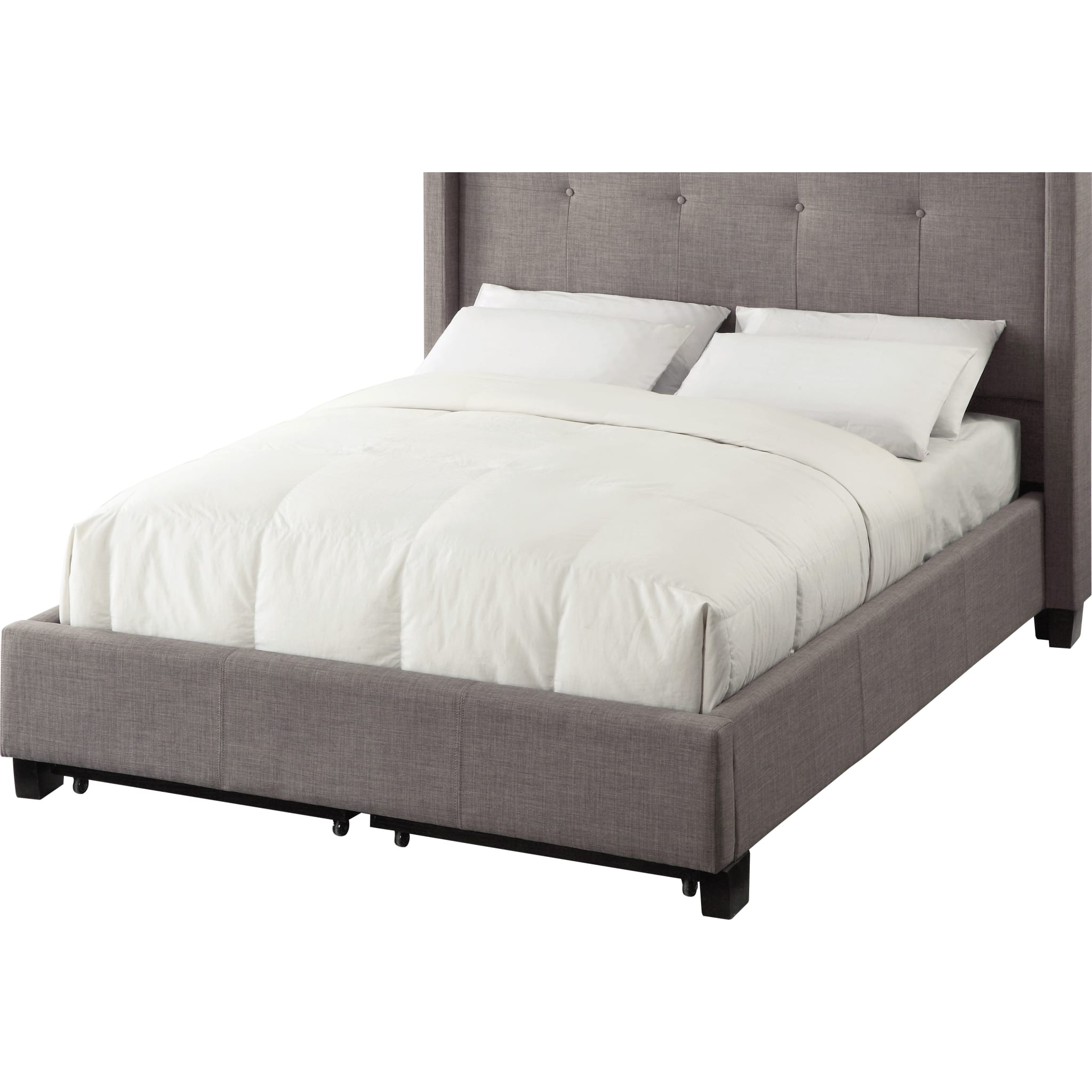 Madeleine Wingback Upholstered Platform Storage Bed - Queen Size Upholstered Bed Frame with Headboard & Underbed Storage | Perfect for Small Bedrooms, Guest Rooms & Modern Apartments