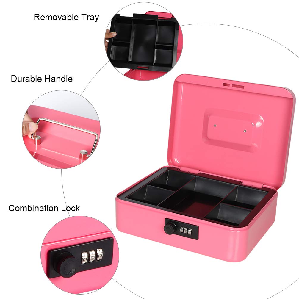 Secure Cash Box with Money Tray & Combination Lock - 9.8