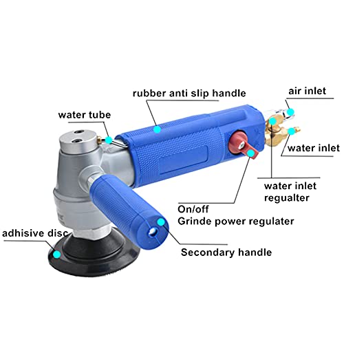 3 Inch Pneumatic Water Mill Wet Polisher - Professional Air Wet Sander for Stone, Concrete & Tile Polishing - Perfect for Countertops, Floors & DIY Projects