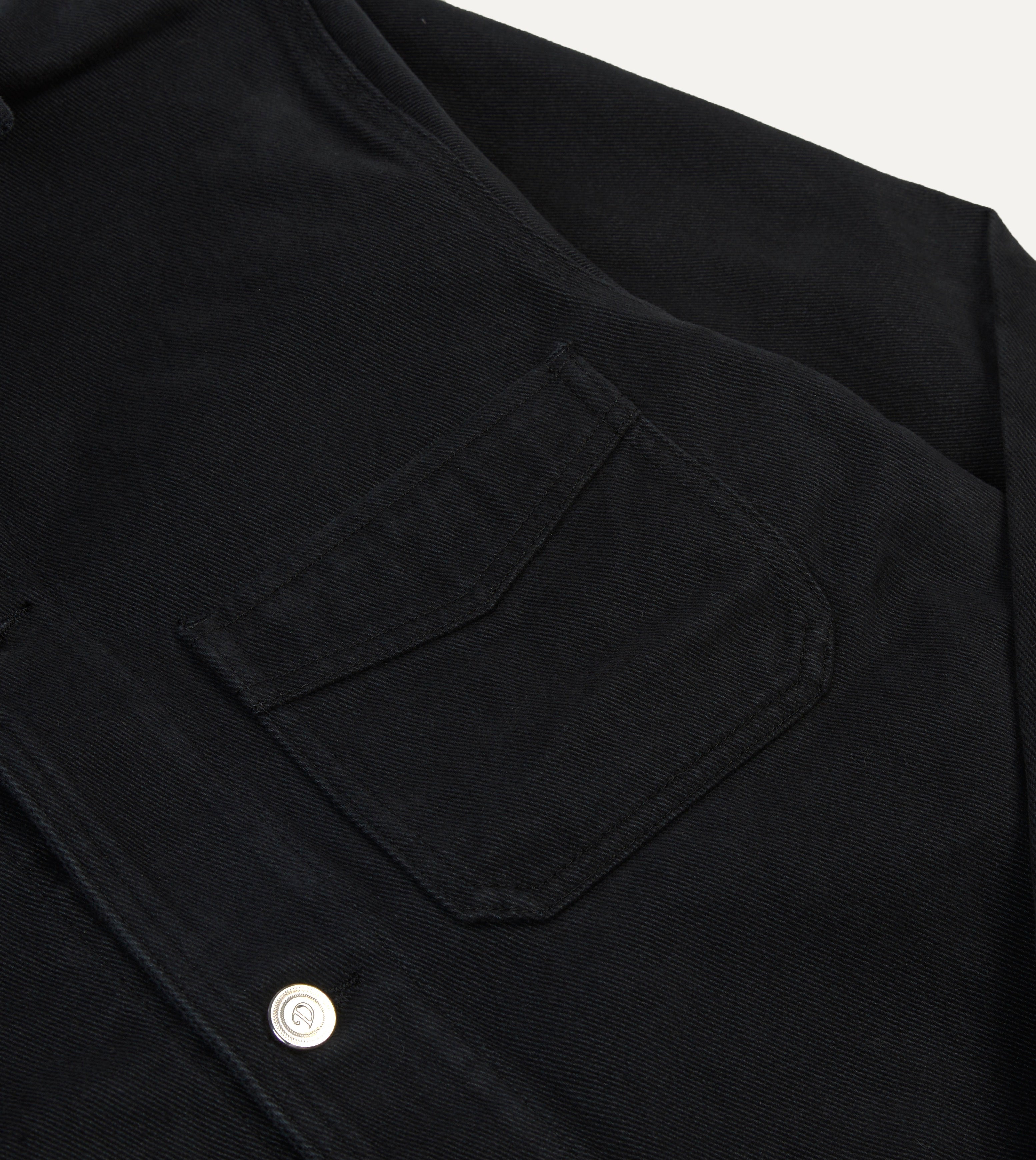 Black Heavy Twill Cotton Five Pocket Chore Jacket for Men - Durable Workwear for Outdoor Labor, Farming & Casual Wear