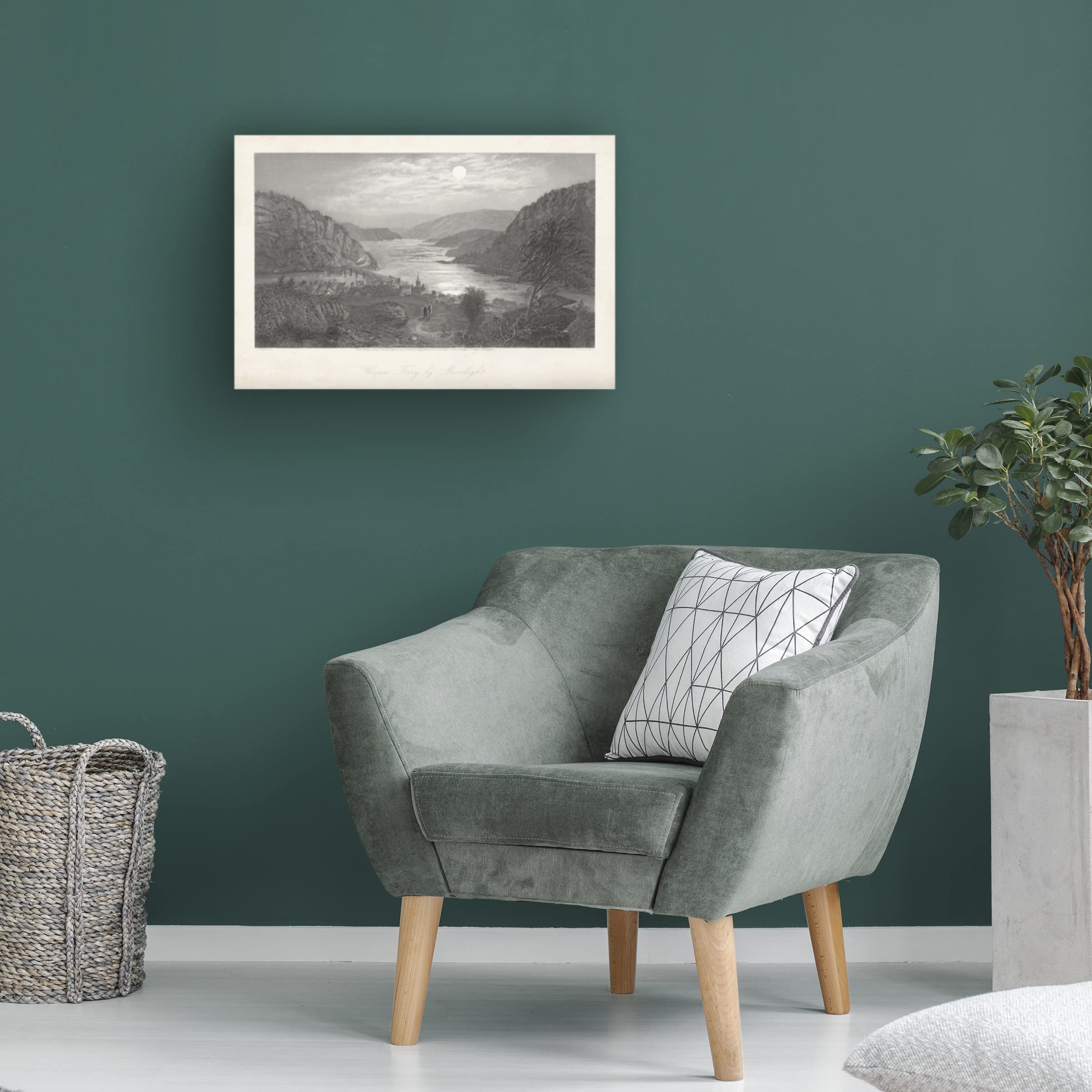 Trademark Fine Art 'Harpers Ferry By Moonlight' Canvas Wall Art Print by William Cullen Bryant - Perfect for Living Room, Bedroom & Office Decor