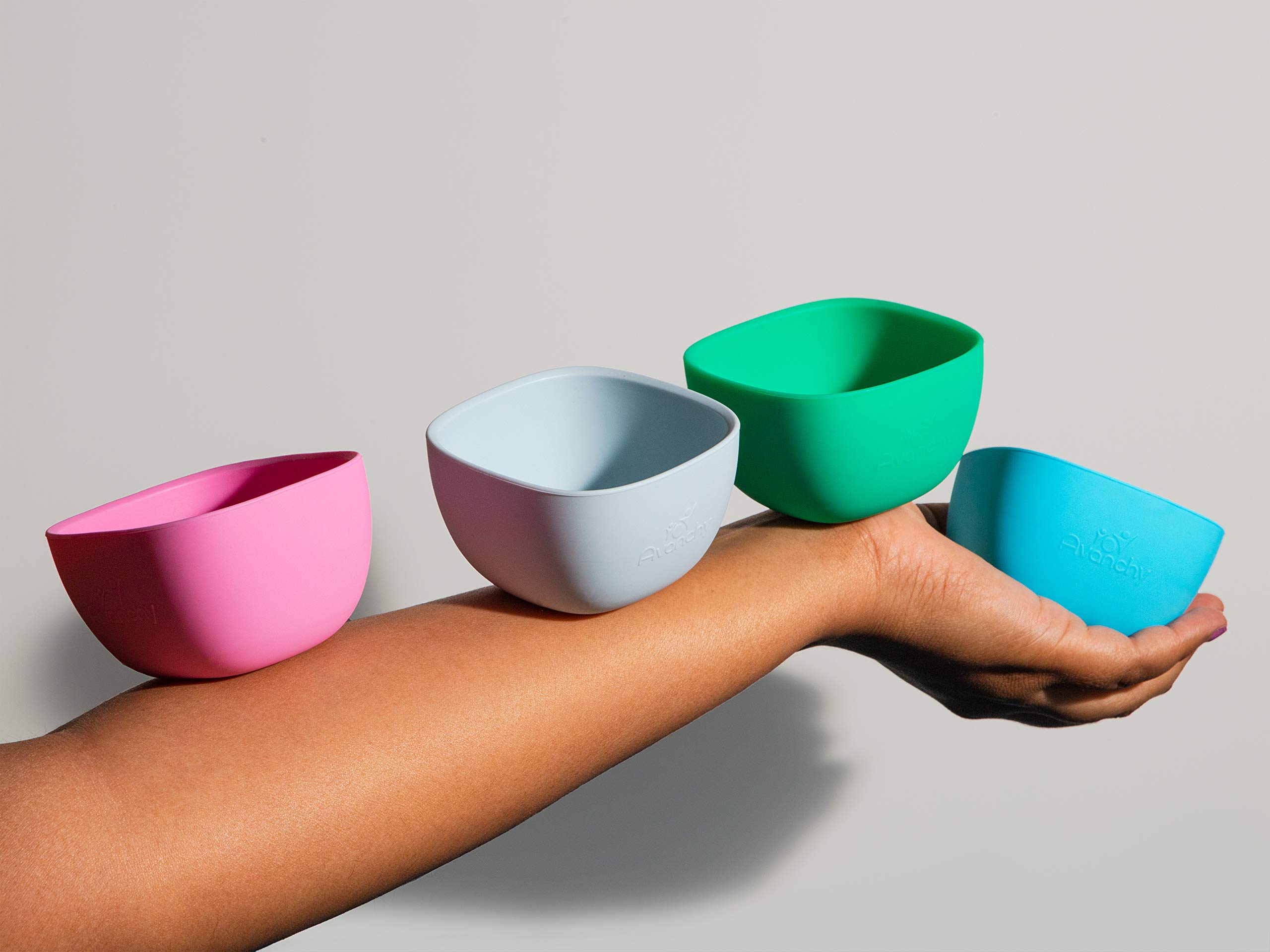Avanchy Baby Dish Set - Silicone Bowl, Cup & Bamboo Spoons for Infant Feeding & Shower Gifts