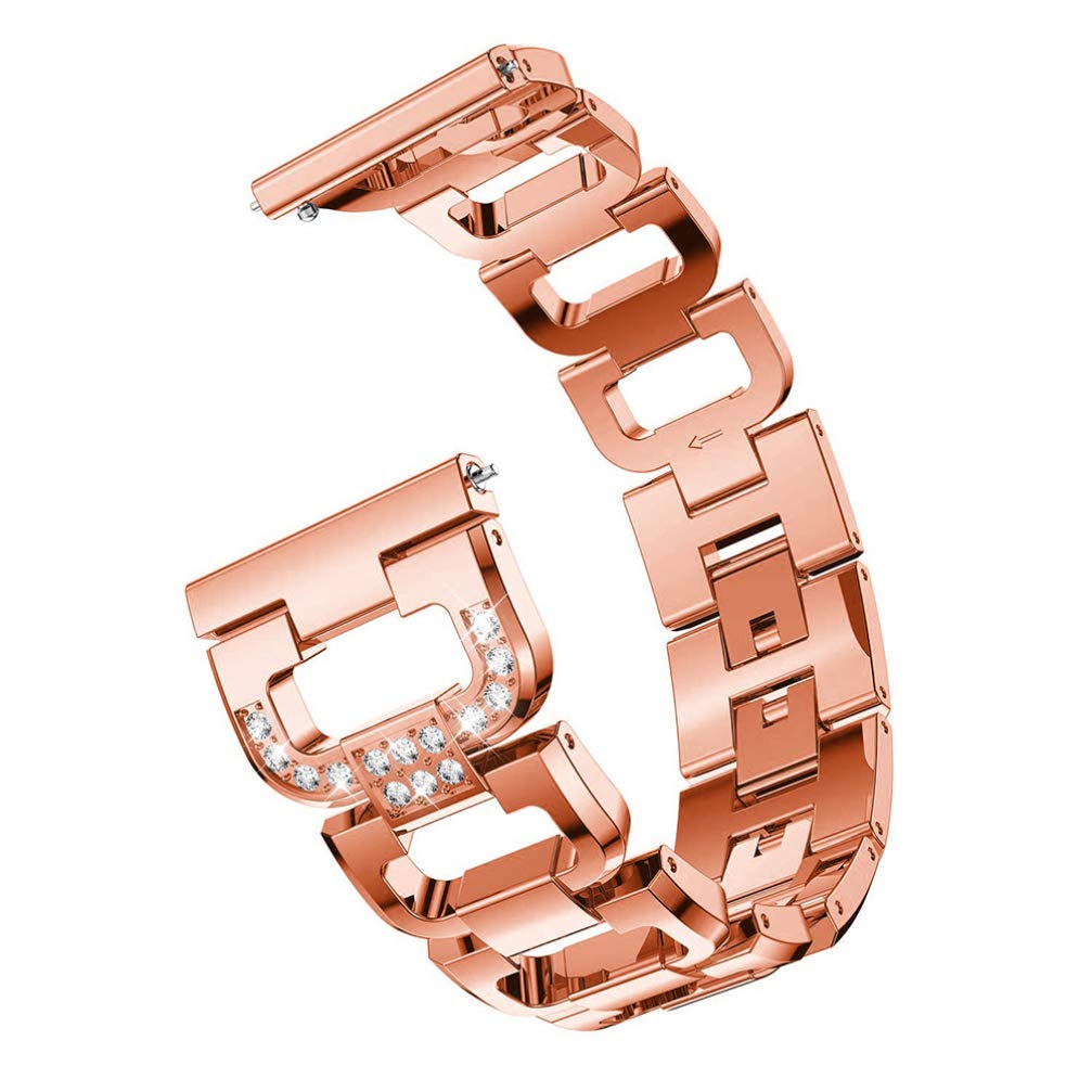 Hemobllo Rose Gold Rhinestone Watch Band - Quick Release Replacement Strap with Frame for Men, Compatible with Smartwatches & Dress Watches, Perfect for Weddings, Parties & Formal Events
