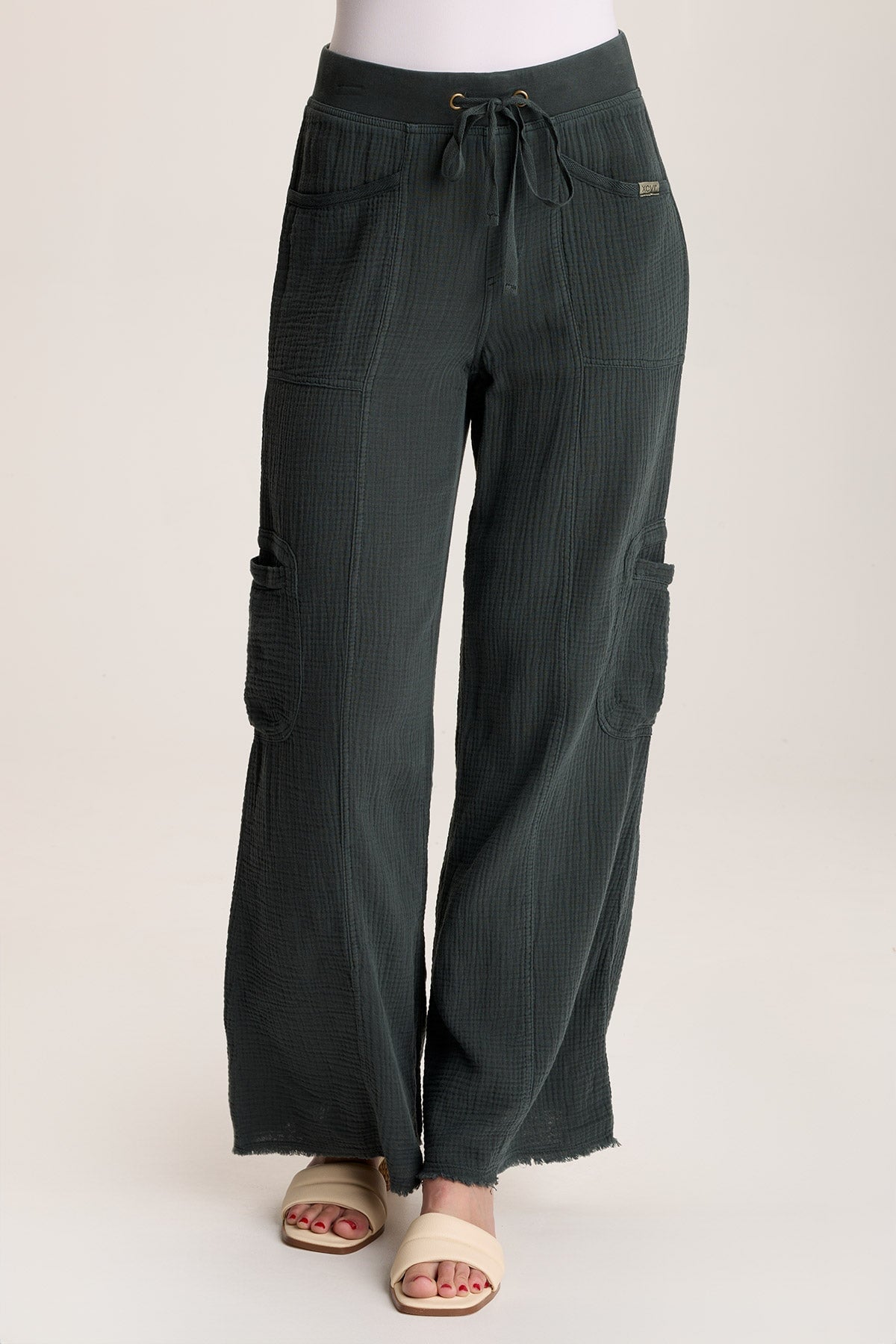 Rizal Gauze Pocket Flare Pants - Women's High Waisted Wide Leg Boho Pants for Summer, Beach, and Casual Outfits