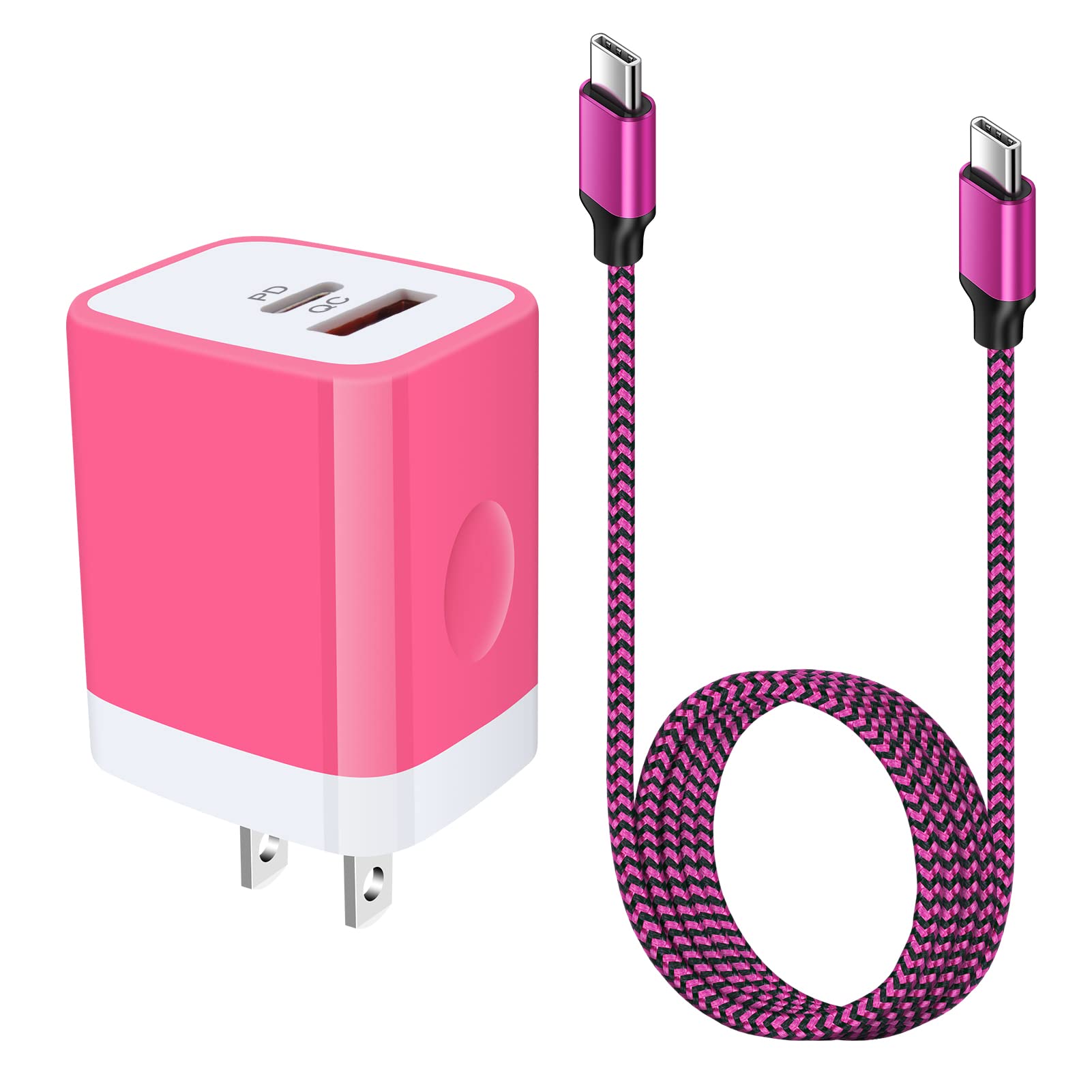 20W Dual Port USB C Fast Charger Block - Super Quick Charging Adapter with 6FT Cable for Samsung Galaxy S22/S21/S20/Note 20/Note 10, Pixel 6 Pro - Perfect for Home, Office & Travel Charging