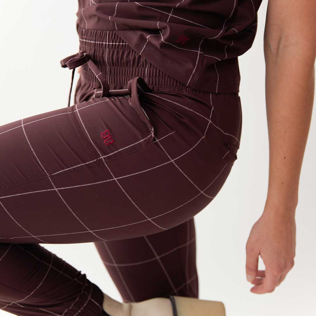 Stylish Maroon Windowpane Joggers for Men & Women - Comfortable Travel & Lounge Pants for Casual Wear, Running Errands, and Relaxing at Home